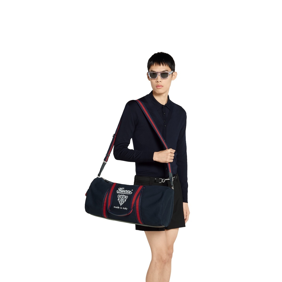 Gvc*1 Large Printed Canvas Duffle Bag Dark Blue 21.3in/54cm ‎‎816866 FAD78 4044