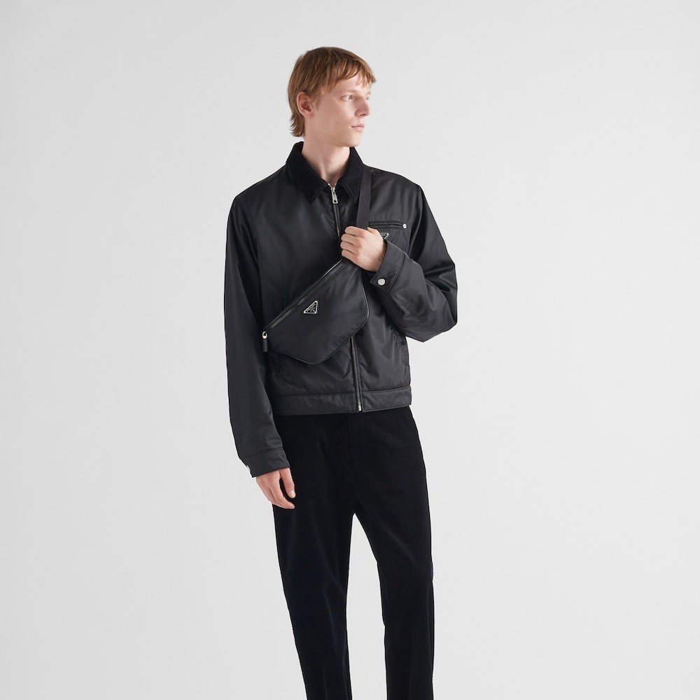 Pra*a Re-Nylon And Saffiano Leather Belt Bag Black For Men 7.9in/20cm 2VL033_2DMH_F0002_V_OOM