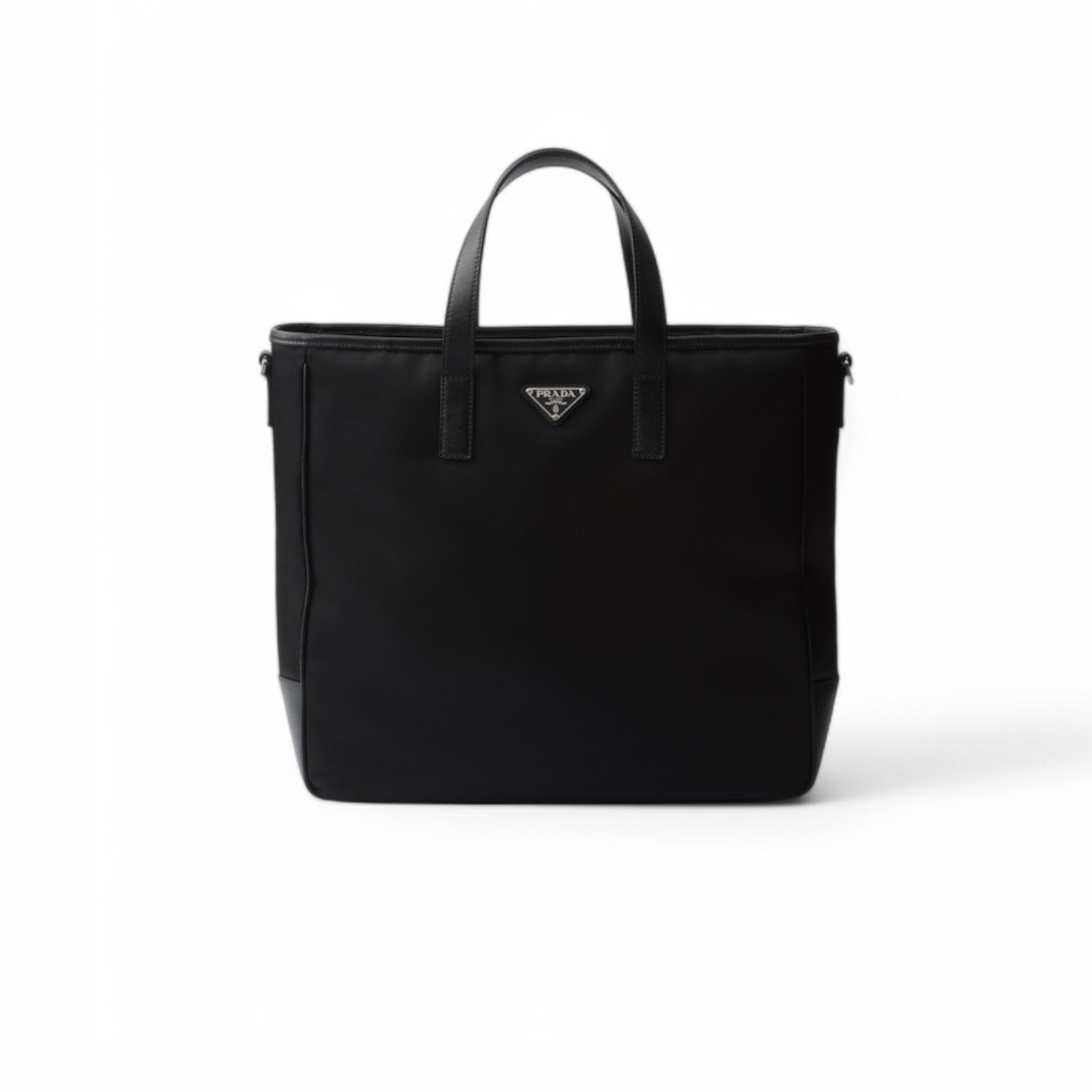 Pra*a Re-Nylon And Saffiano Leather Tote Bag Black For Men 14.2in/36cm 2VG064_2DMH_F0002_V_XOO