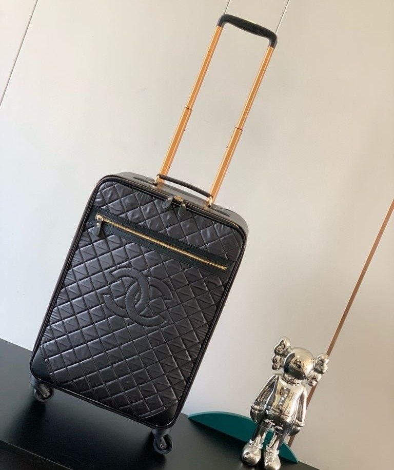 Ch**el Classic CC Logo Suitcase Black 20.4in/52cm