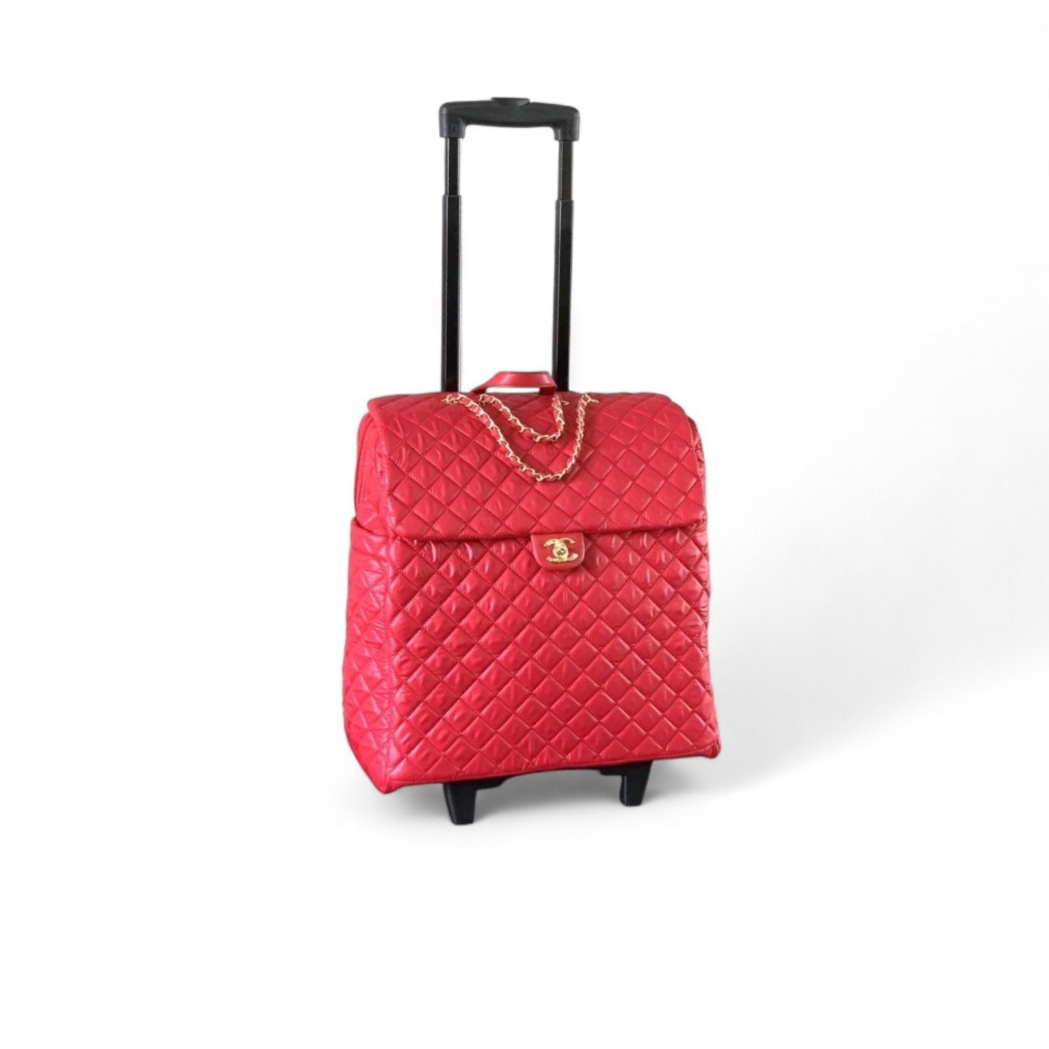 Ch**el Classic Quilted Suitcase Red 17.7in/45cm