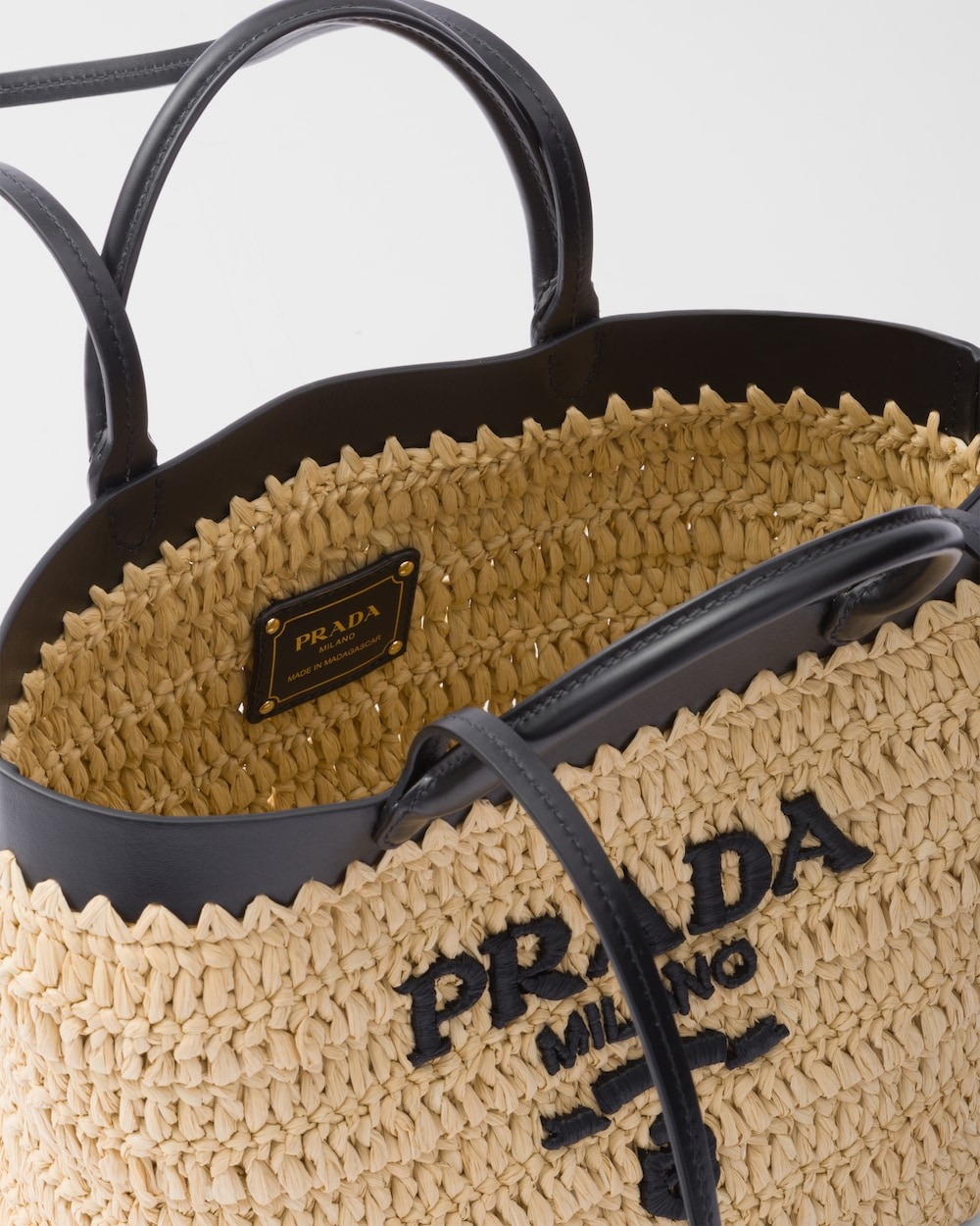 Pra*a Small Crochet Tote Bag Tan For Women 26cm/10in – 1BG500_2M2Q_F0I55_V_GOO