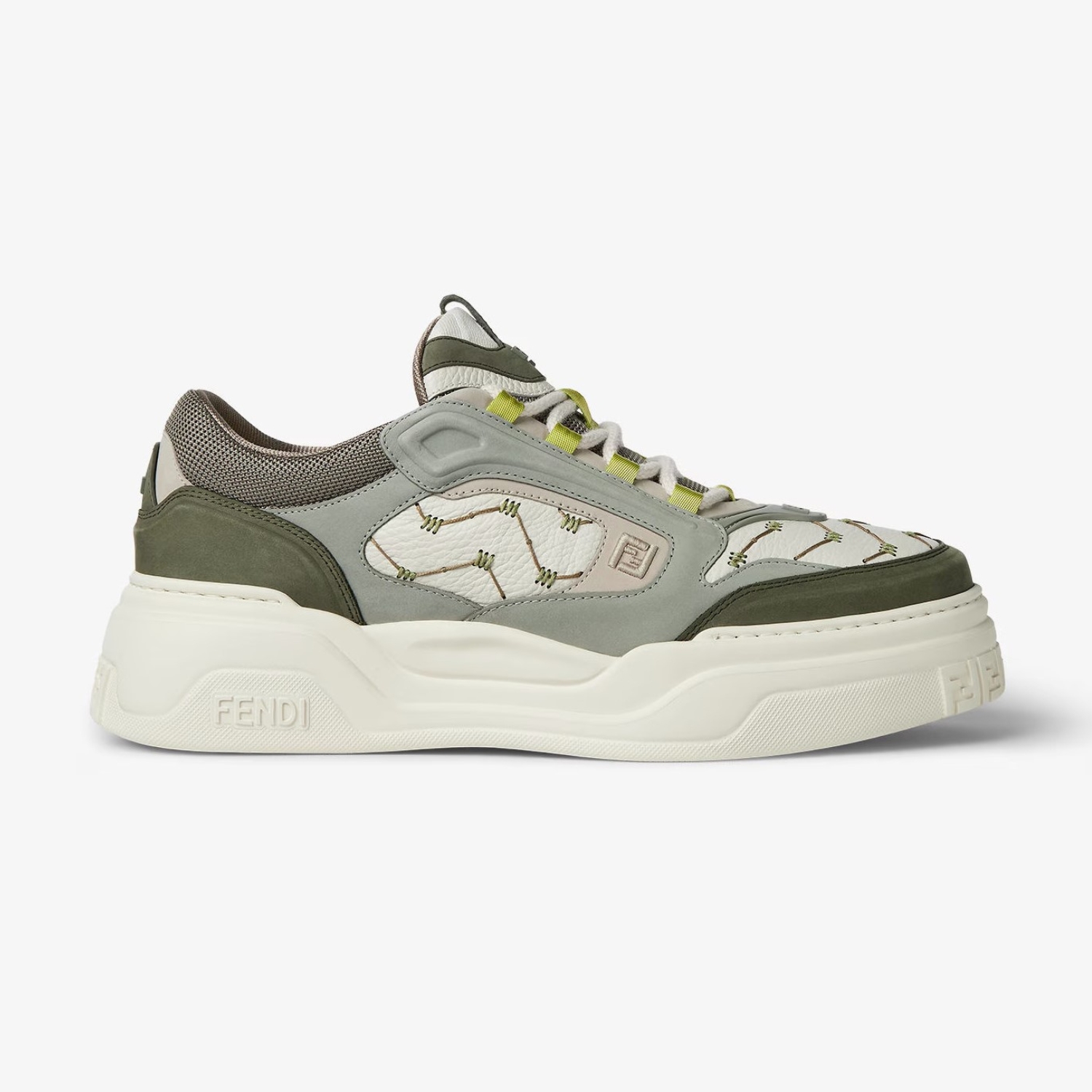 F**di Force Sneakers White And Green For Men 7E1728AU21F1RSW