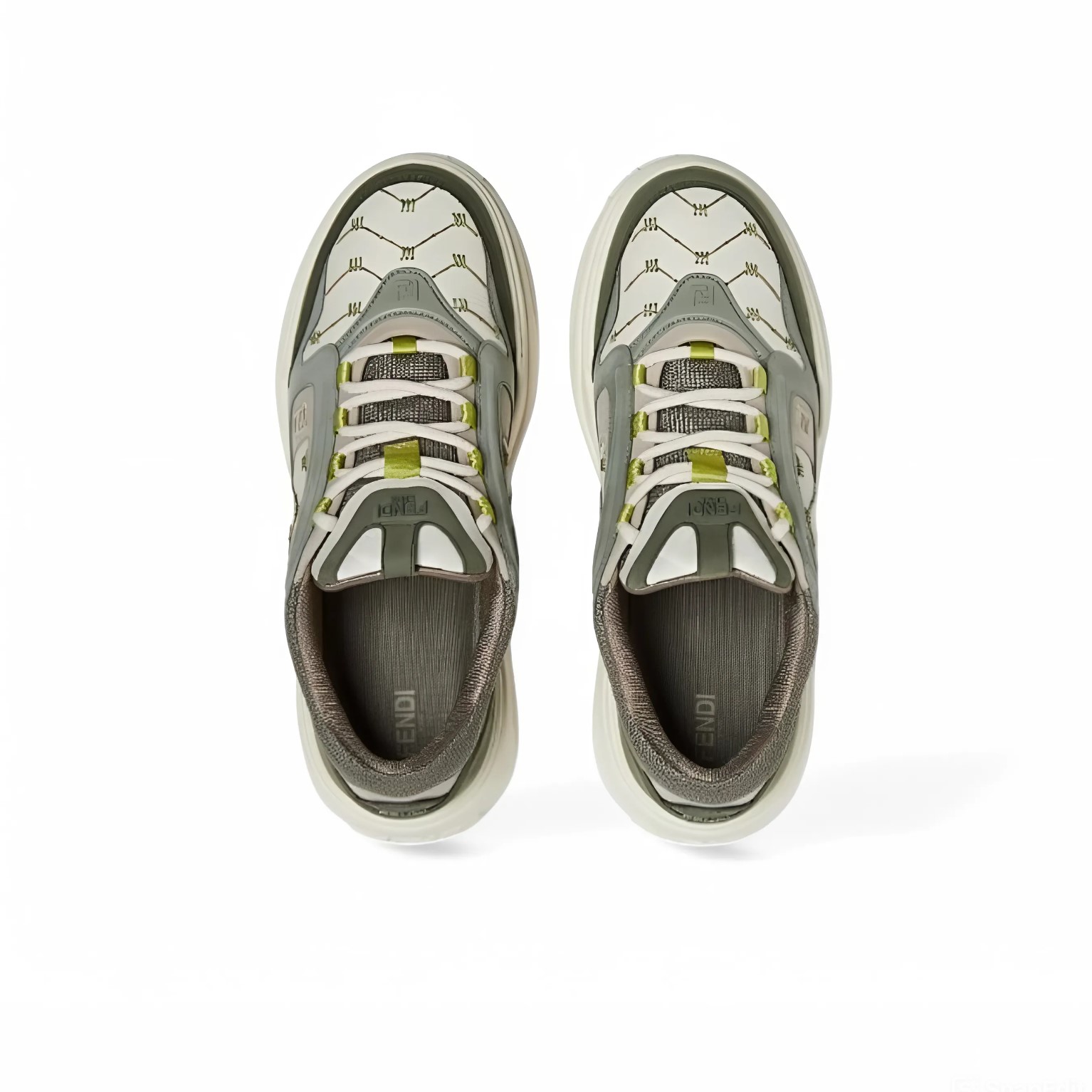 F**di Force Sneakers White And Green For Men 7E1728AU21F1RSW