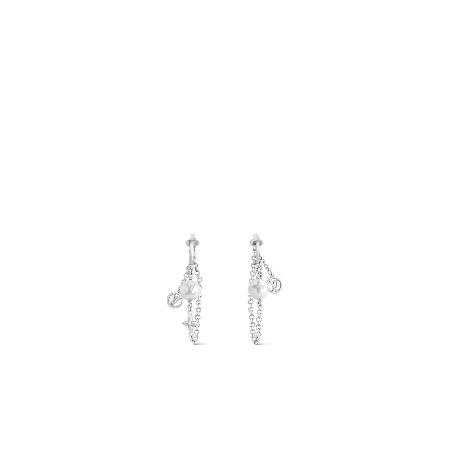 L0vis Vvtt0n Mix Chains Earrings Silver-Toned For Women – M02514