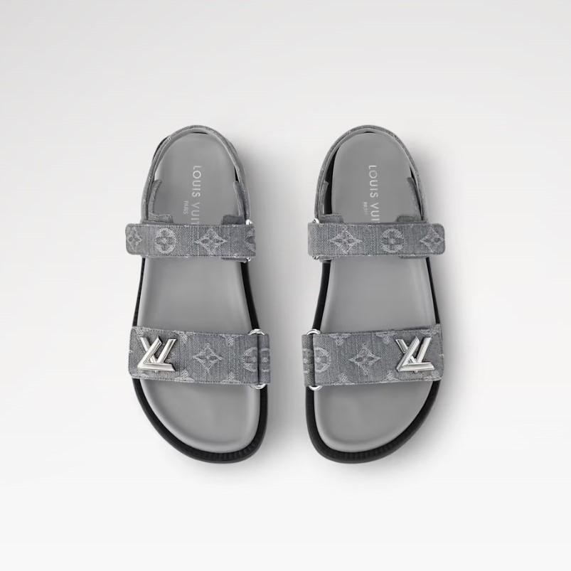 L0vis Vvtt0n LV Sunset Flat Comfort Sandal Gray For Women 1ADIE8