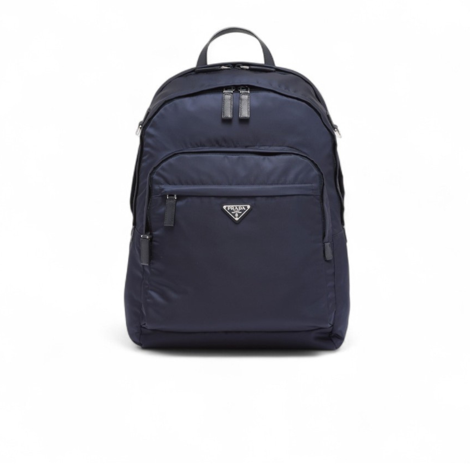 Pra*a Re-Nylon And Leather Backpack Navy For Men 12.2in/31cm 2VZ048_2DMG_F0008_V_OOO