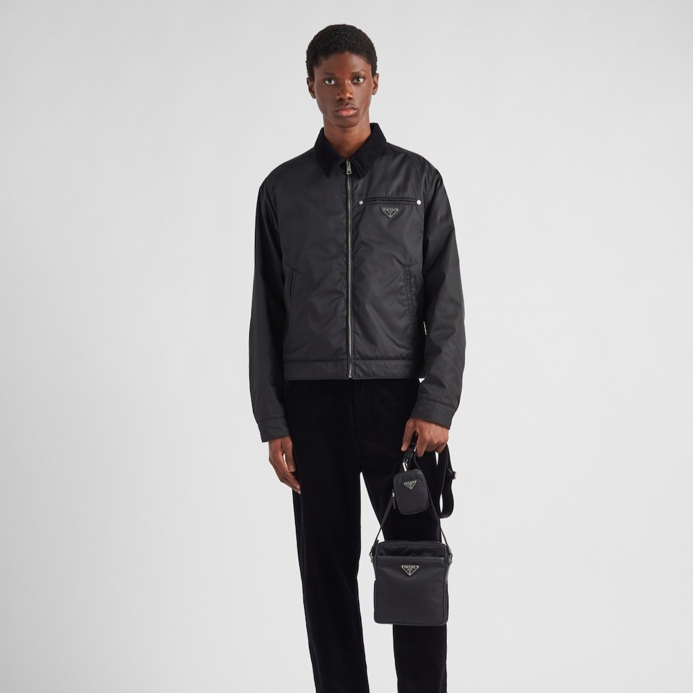 Pra*a Re-Nylon And Leather Shoulder Bag For Men 6.7in/17cm 2VH112_2DMH_F0002_V_XOP