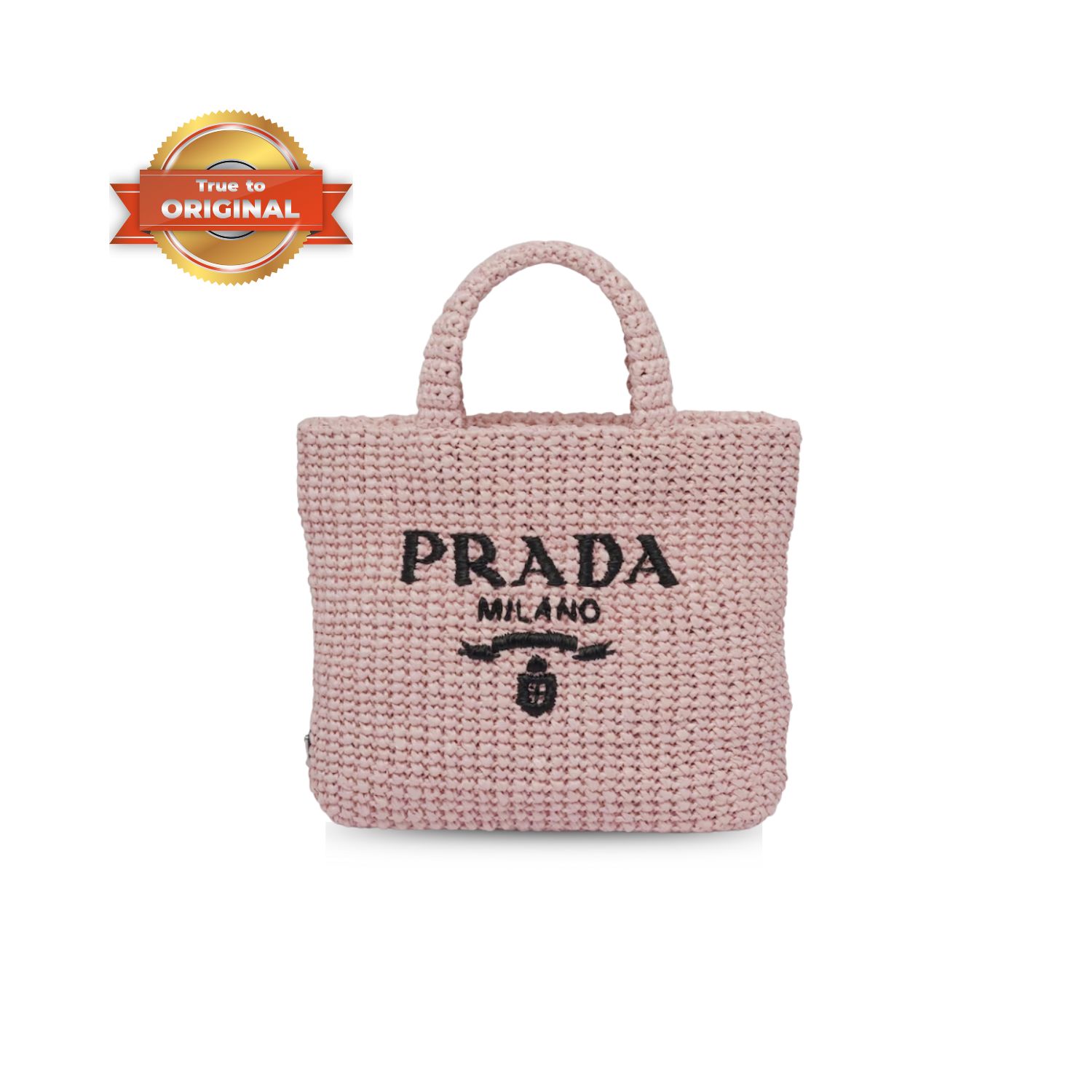 [True-to-ORIGINAL] Pra*a Small Raffia Tote Bag In Pink For Women 9.4 in/24cm 1BG422_2A2T_F0E18_V_OOL