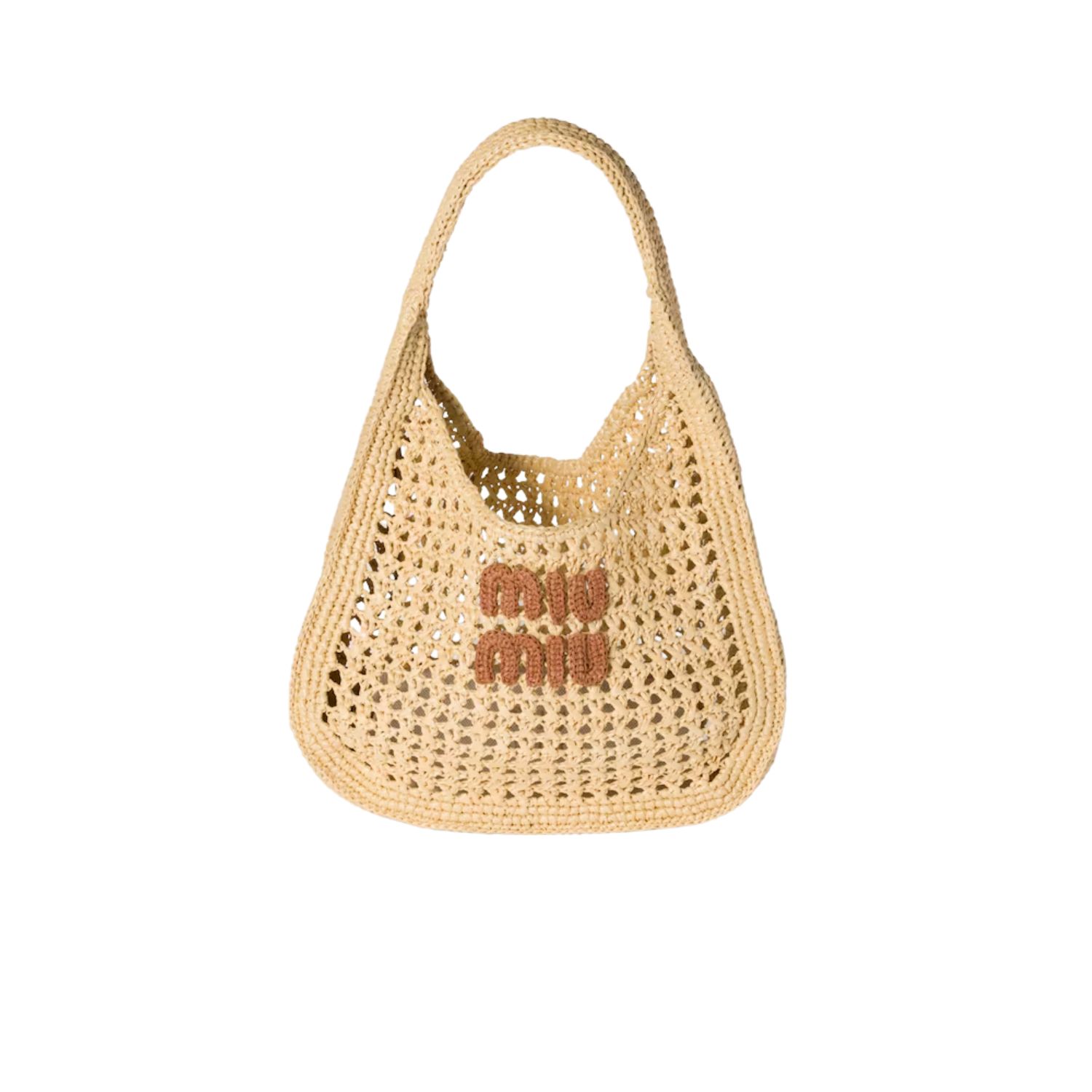 Miu Miu Raffia-Effect Woven Hobo Bag Beige For Women 30cm/12in – 5BC164_ADO1_F0A5T_V_OOO