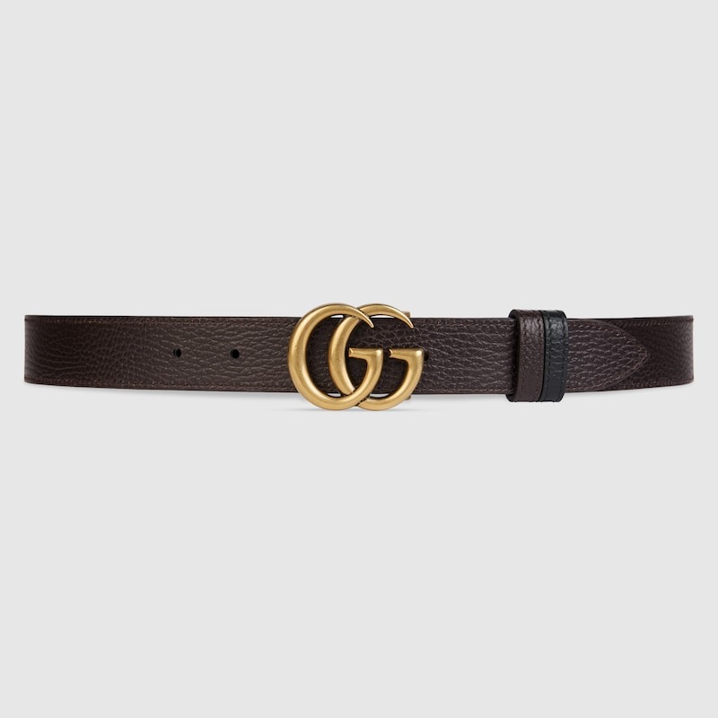 Gvc*1 GG Marmont Reversible Thin Belt 30mm Black For Men 643847 CAO2T 1062