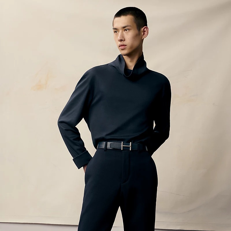 H**me5 Hisseo Belt Buckle And Reversible Leather Strap 32 mm Noir/Brown H073967CAAA075