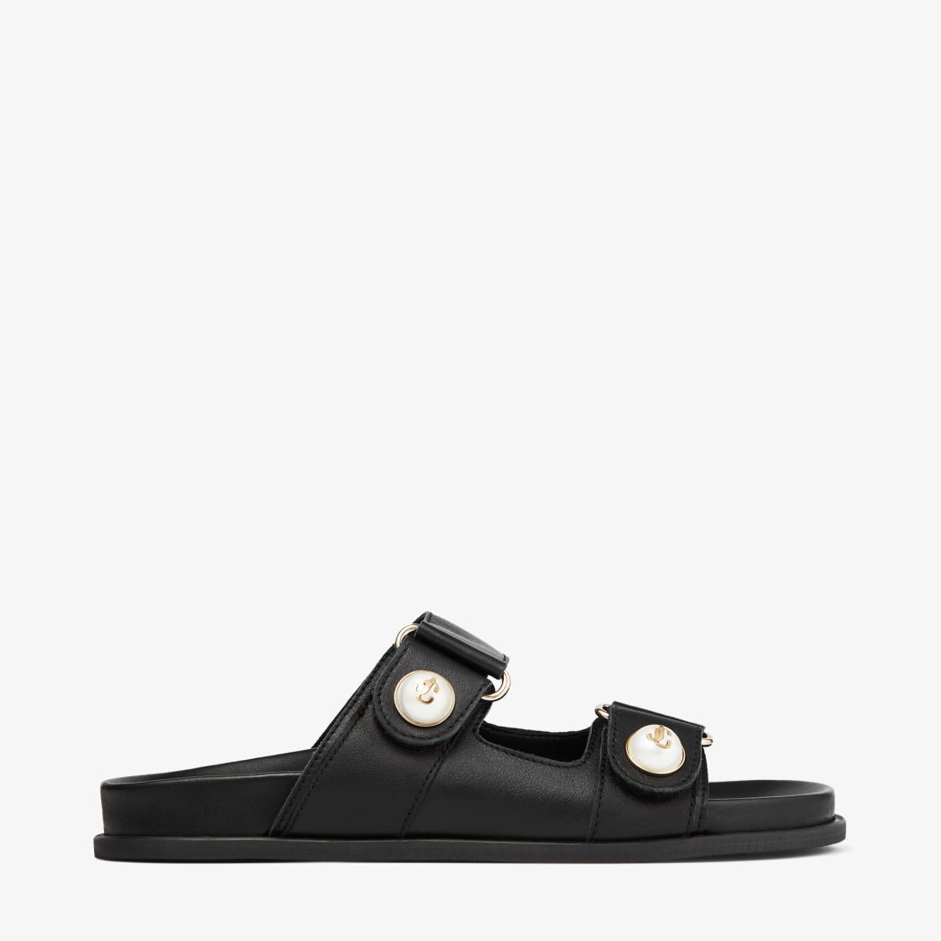 J1m*y Ch00 Fayence Sandal Black For Women FAYENCESANDALSQM