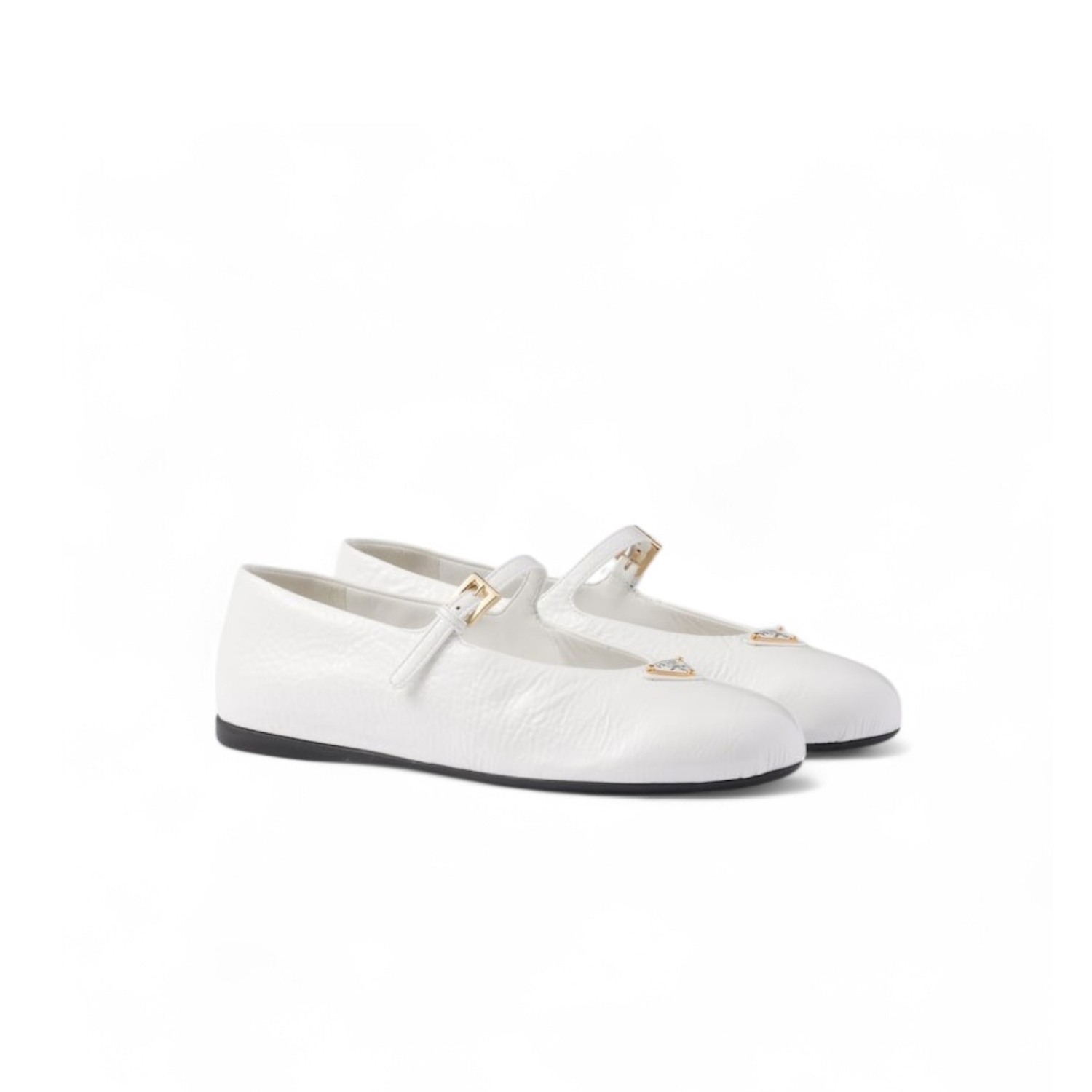 Pra*a Patent Leather Ballerinas White For Women 1F793N_H27_F0009_F_005