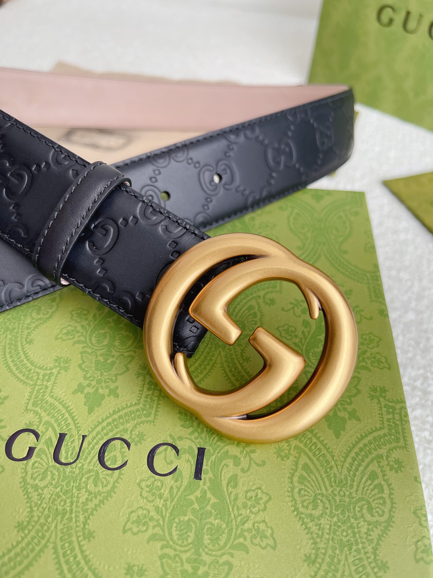 Gvc*1 GG Marmont Embossed Monogram Belt Black 40mm