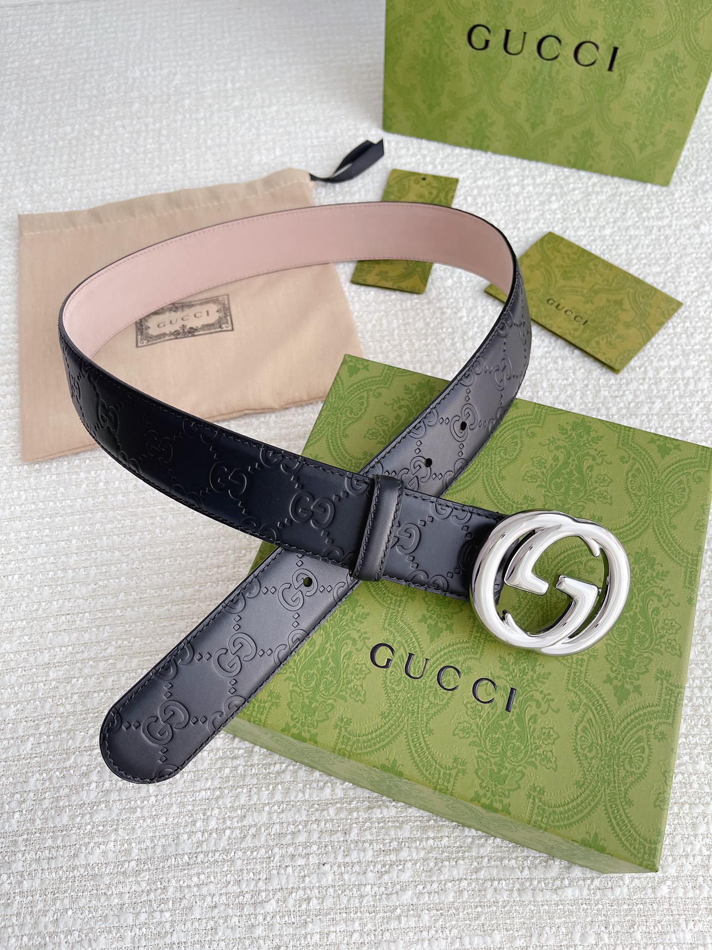 Gvc*1 GG Marmont Embossed Monogram Belt Black With Gold-Toned Buckle 40mm