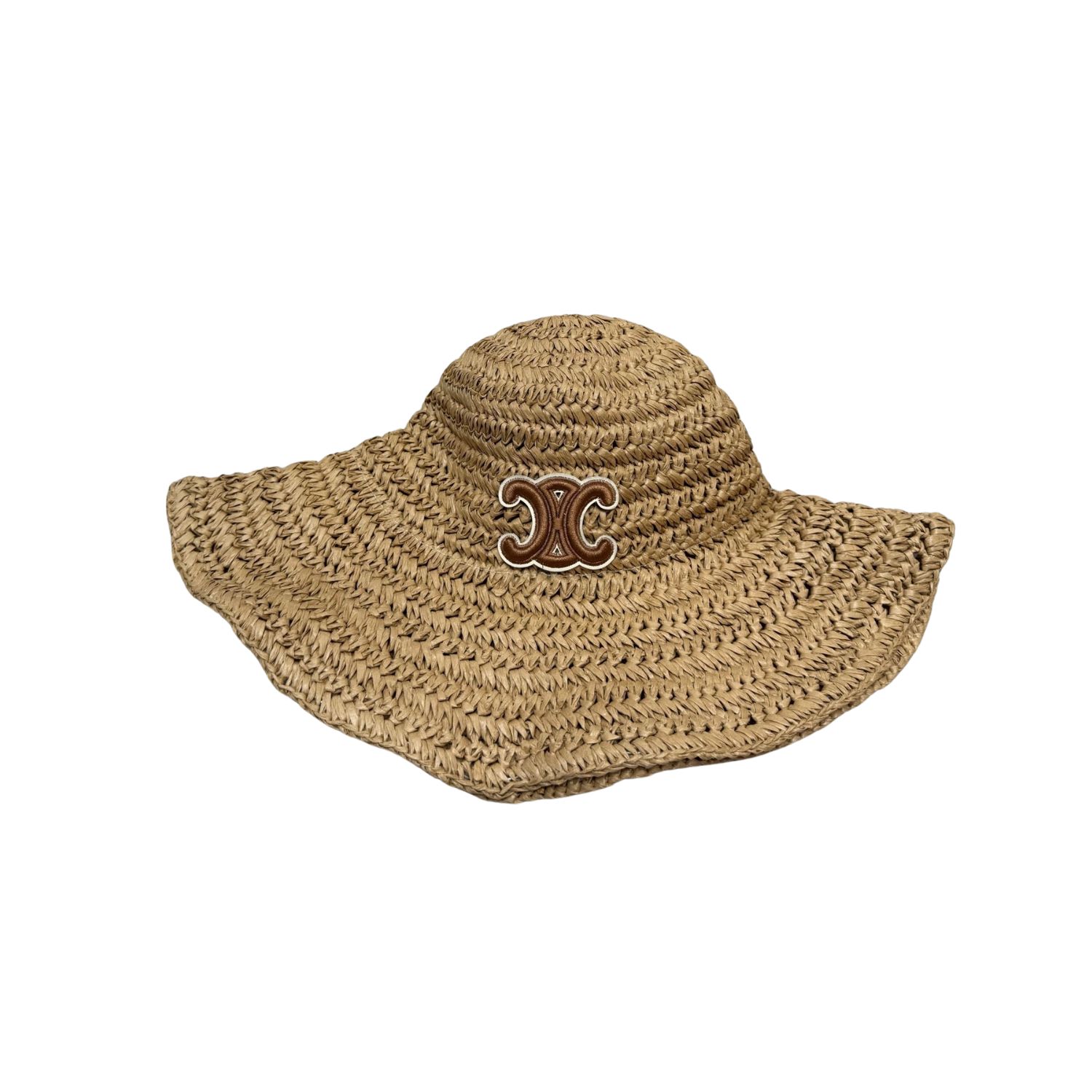 Ce1i*e Wide Brim Straw Hat Raffia Brown For Women 57cm/22.4in
