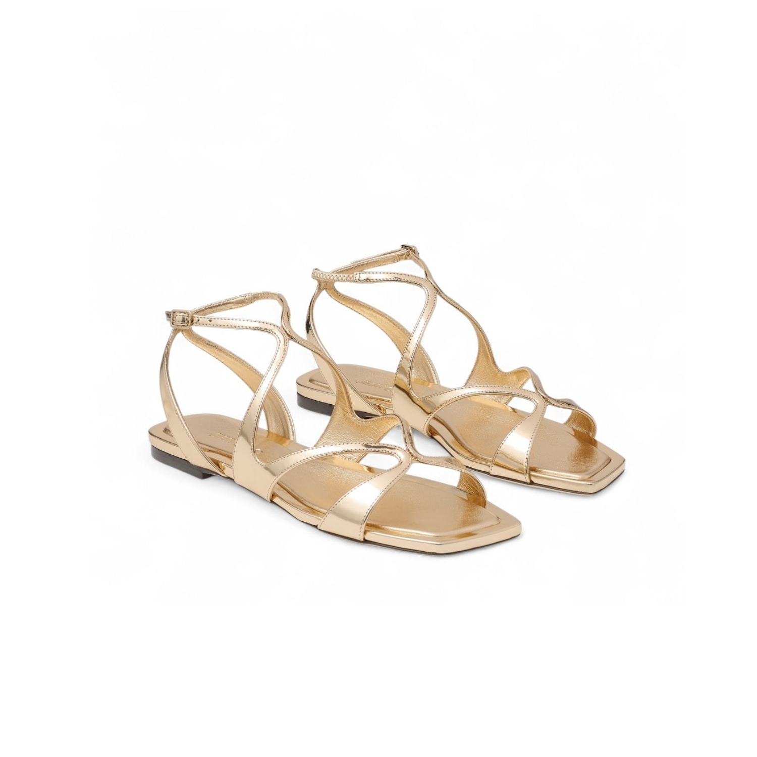 J1m*y Ch00 Ayla Flats Gold For Women AYLAFLATQUI