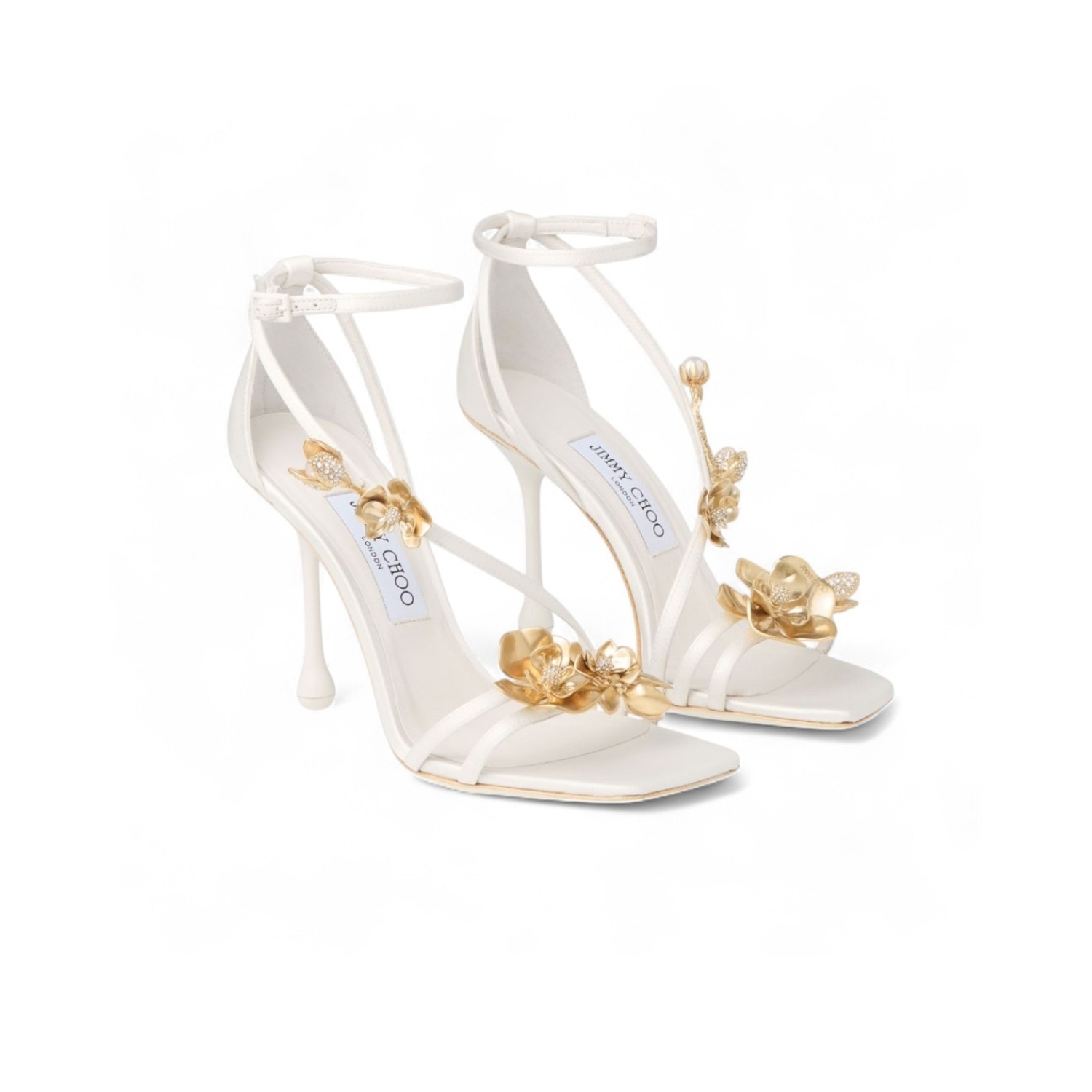 J1m*y Ch00 Zea 95 Flower Sandals Ivory/Metal Mix For Women ZEA95BGU