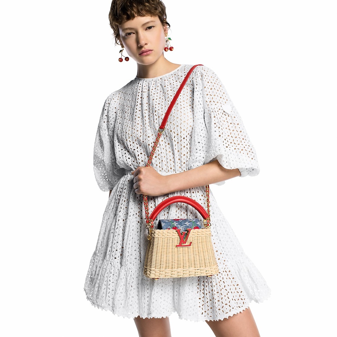 [True-to-ORIGINAL] L0vis Vvtt0n LV x TM Capucines Mini Rattan For Women 8.3in/21cm M14295