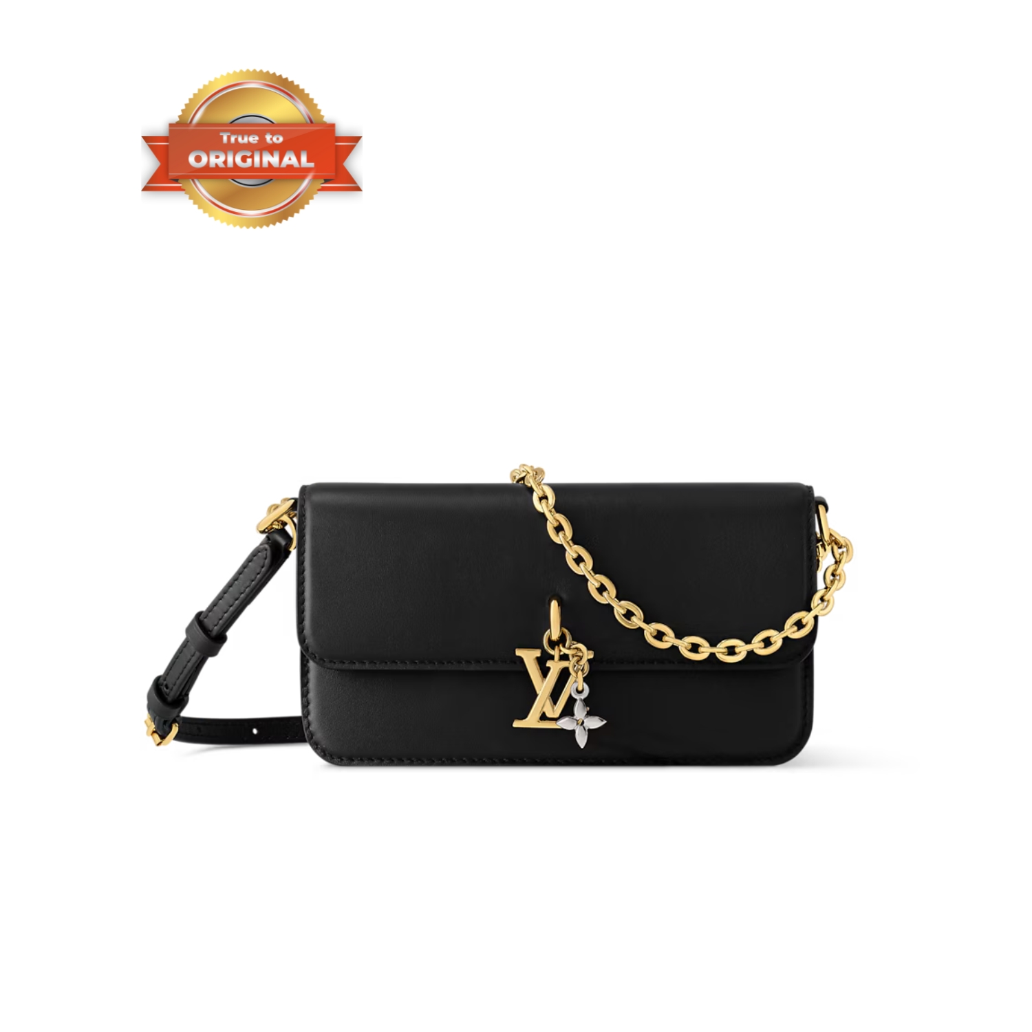 [True-to-ORIGINAL] L0vis Vvtt0n Wallet On Chain LV Bloom Black For Women 7.9in/20cm M14564