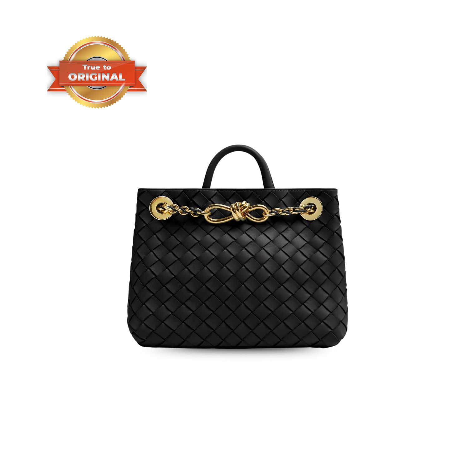 [True-to-ORIGINAL] B0tt*ga Ven*ta Small Andiamo With Chain Bag Black 25cm/9.8in – 786008VCPP11019