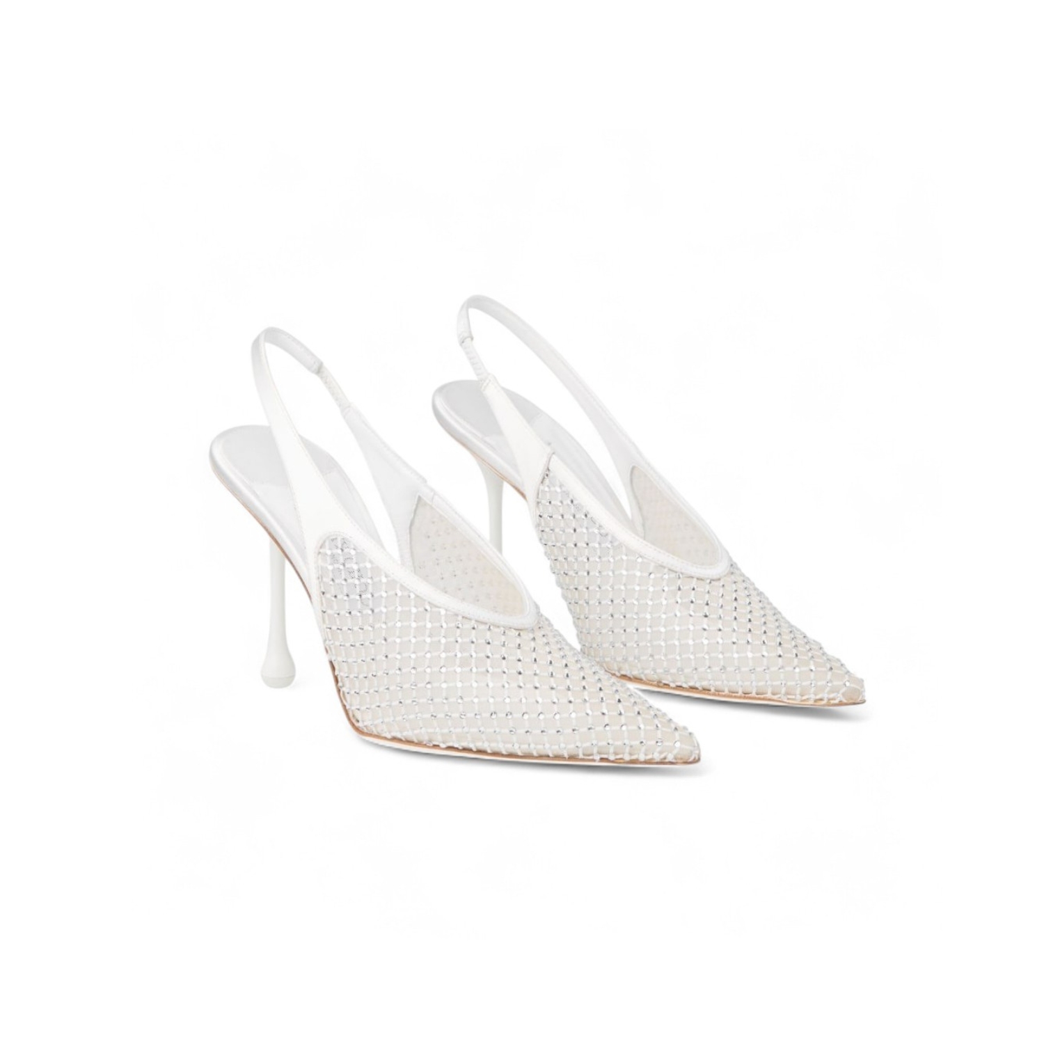 J1m*y Ch00 Isa 95 Crystal Mesh Pumps White For Women ISA95QHS
