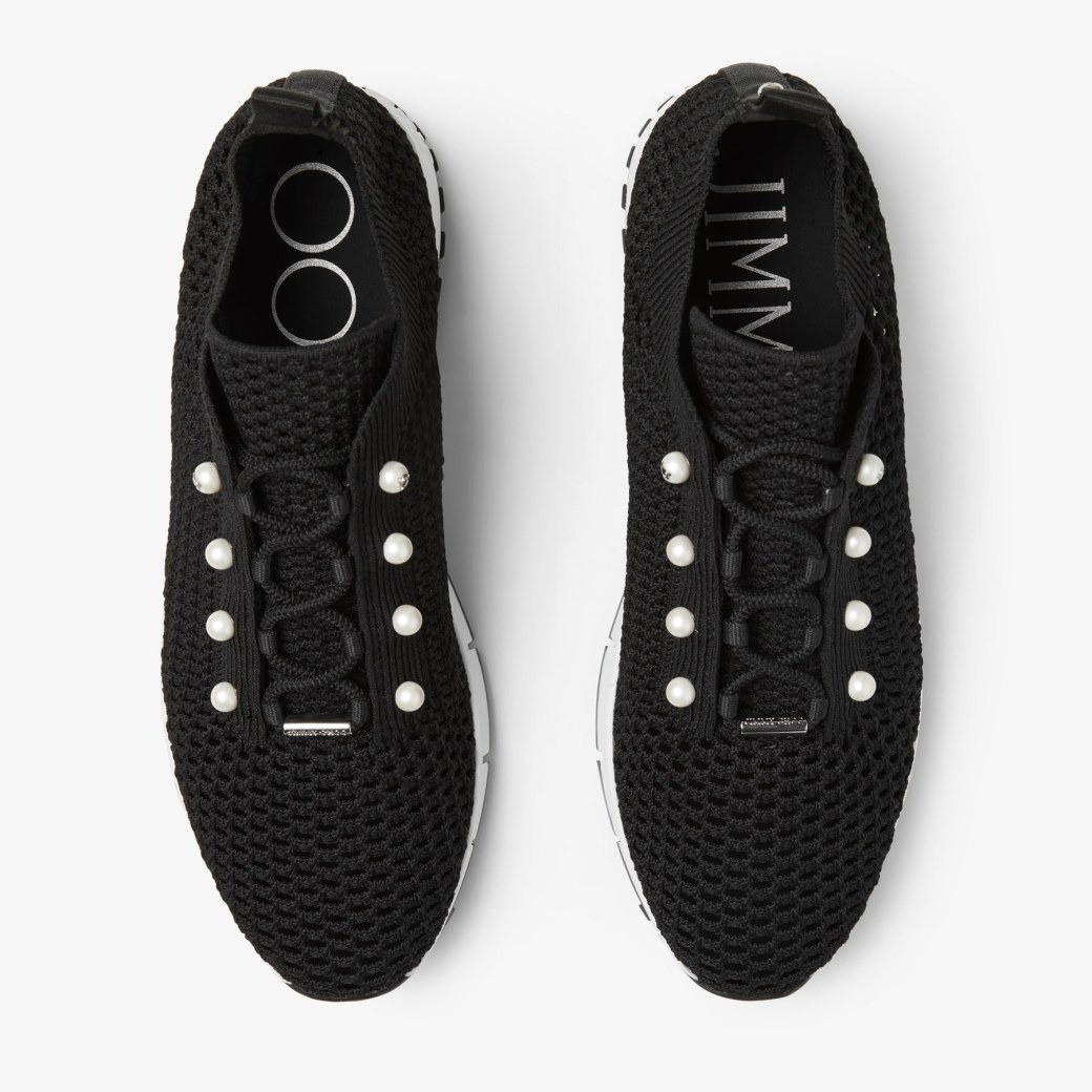 J1m*y Ch00 Veles Crochet Knit Low-Top Trainers Black For Women VELESPBT