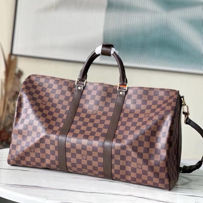 [True-to-ORIGINAL] L0vis Vvtt0n Keepall Bandoulière 50 Damier Ebene Canvas Bag Brown For Men 19.7in/50cm