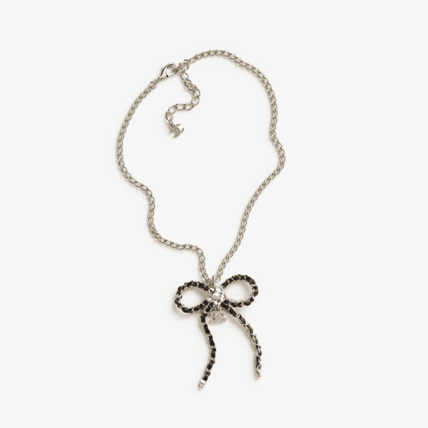 Ch**el Bow Necklace Gold Pearly White Crystal For Women – ABG343-B21853-U3436