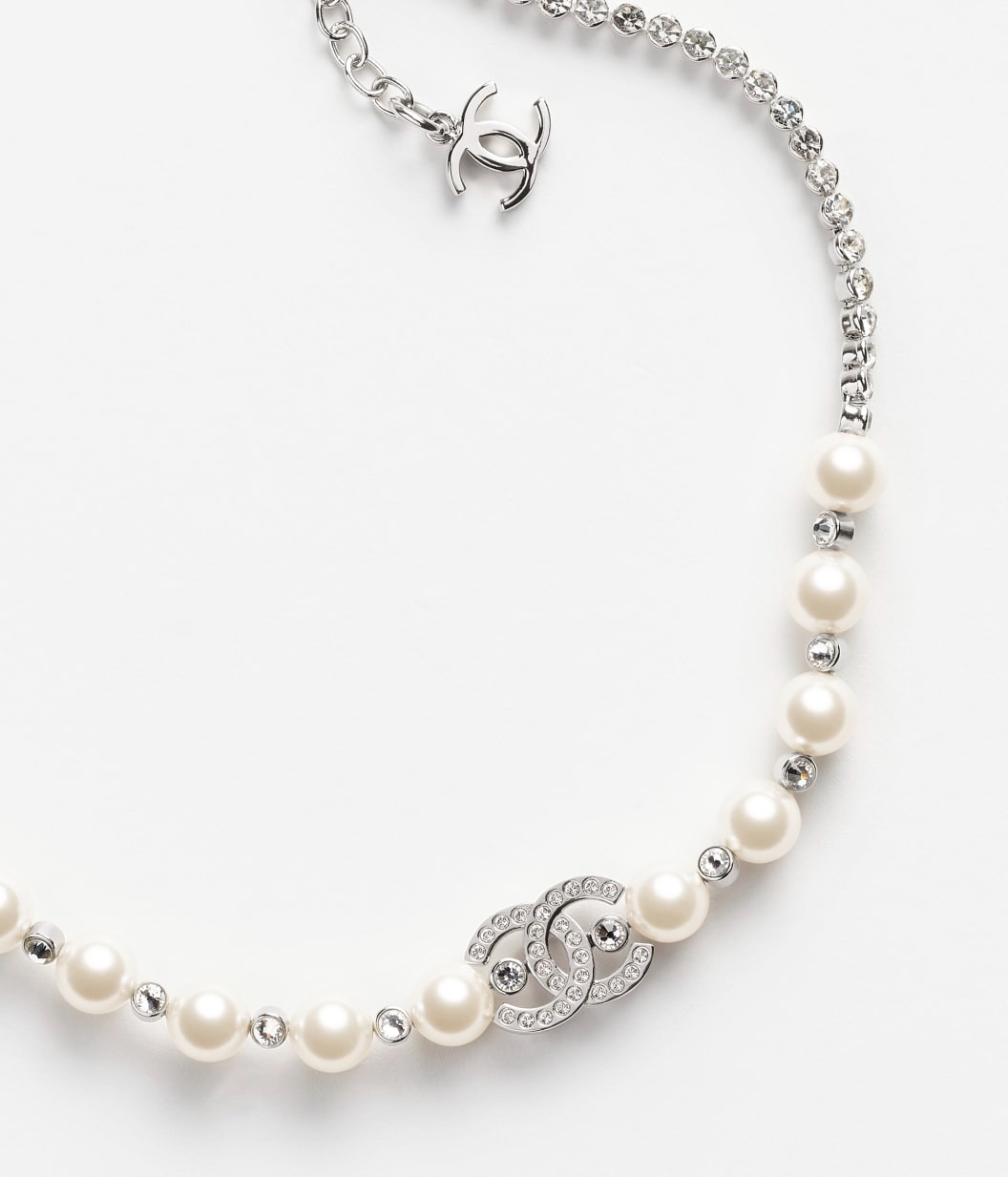 Ch**el Pearl & CC Necklace Silver Pearly White For Women – ABG208-B21704-U2865