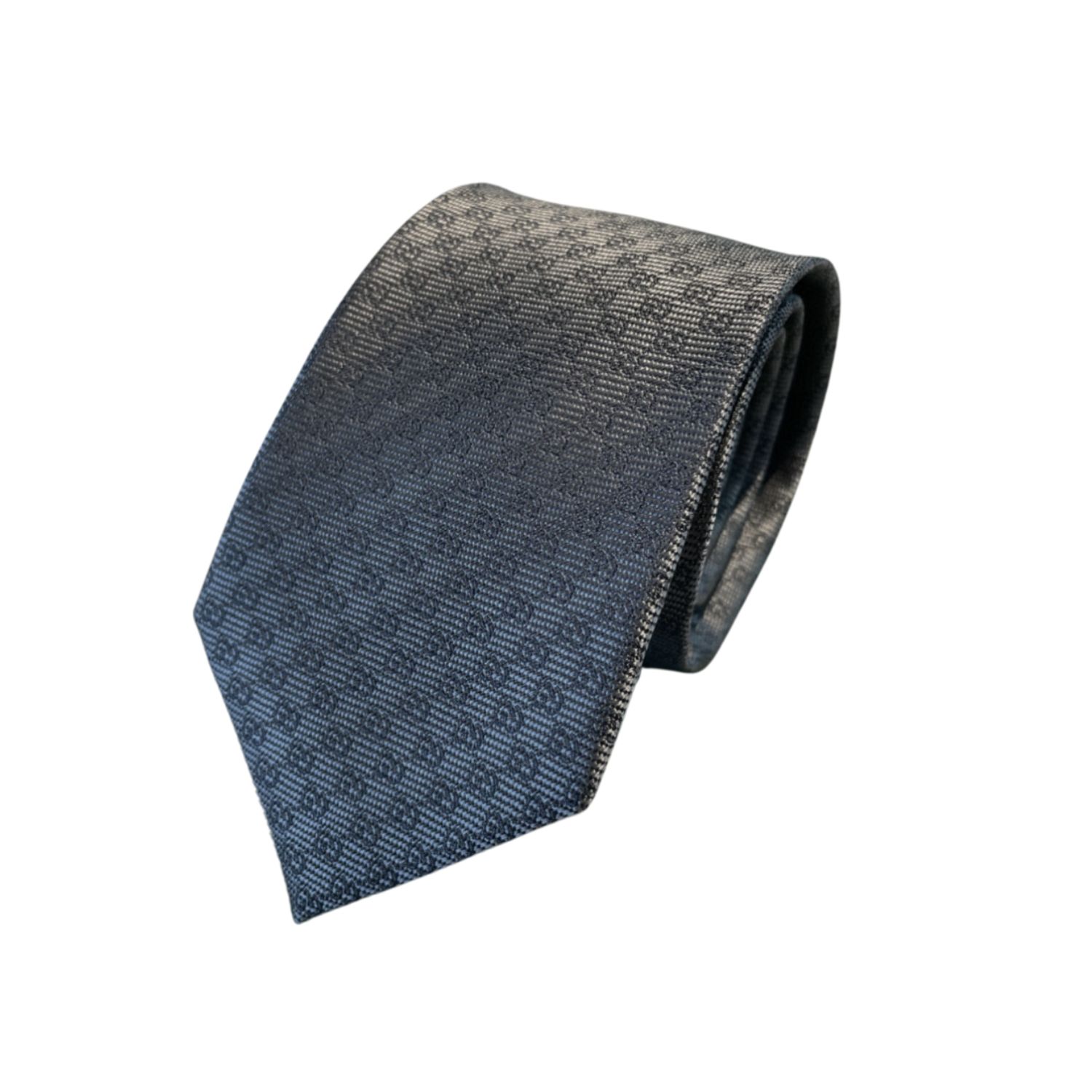 Gvc*1 Monogram Interlocking G Jacquard Dark Grey Tie For Men