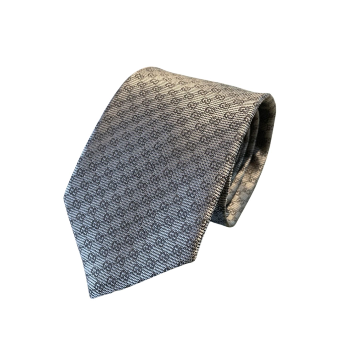 Gvc*1 Monogram Interlocking G Jacquard Tie Light Grey For Men