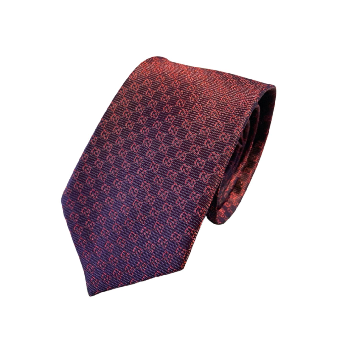 Gvc*1 Monogram Interlocking G Jacquard Burgundy Tie For Men