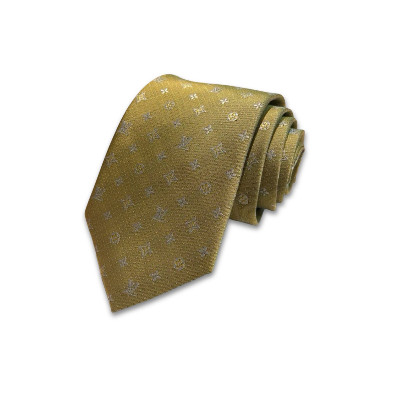 L0vis Vvtt0n Signature Monogram Silk Tie Mustard For Men