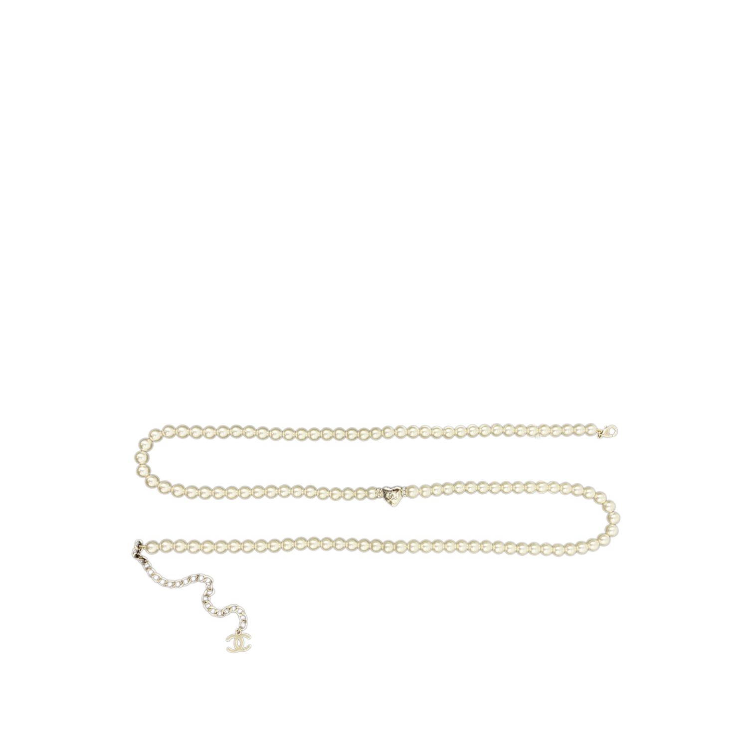 Ch**el Pearl Waist With Heart Chain And Logo Pendant For Women