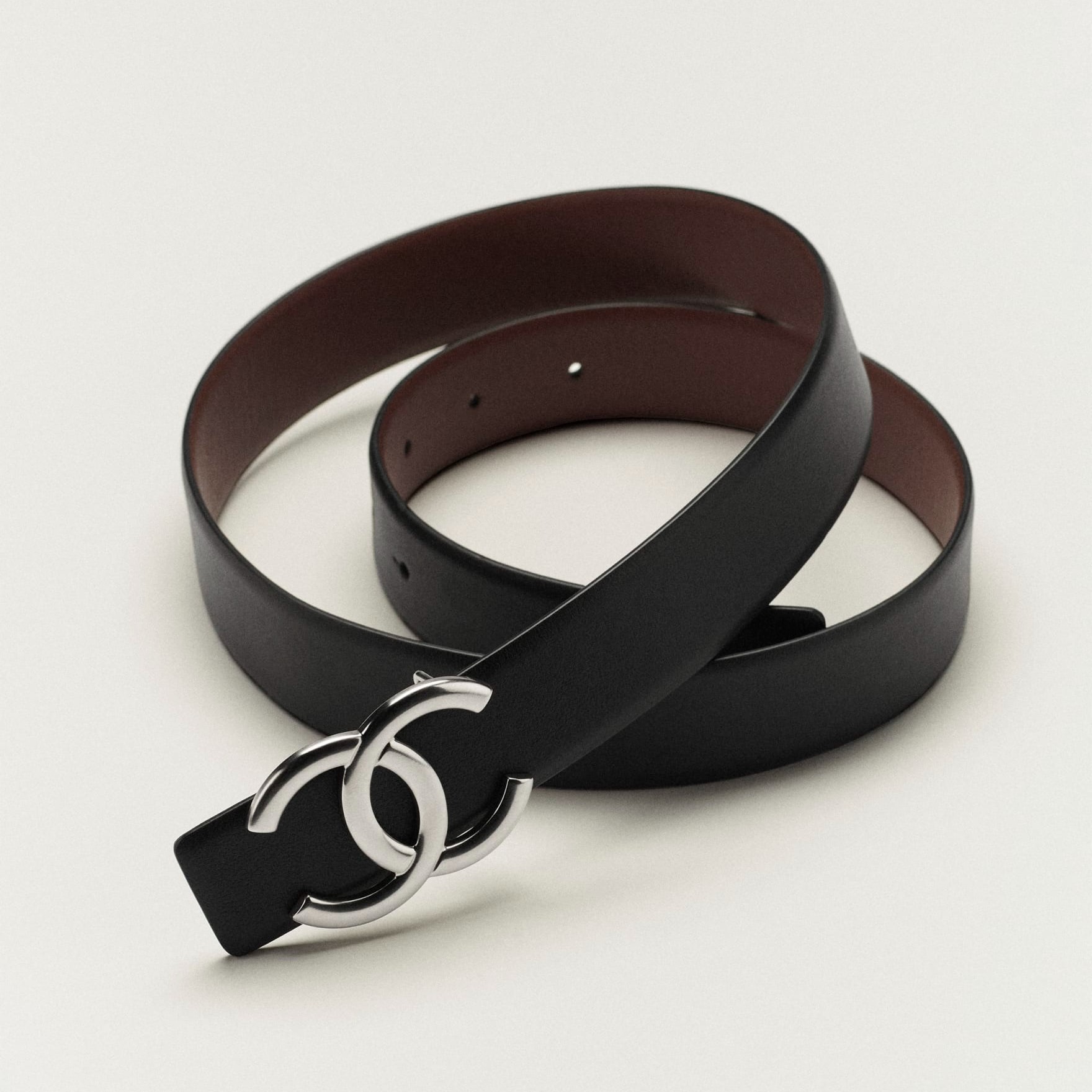 Ch**el CC Buckle Belt Black/Burgundy For Women A73462-Y10673-U0969