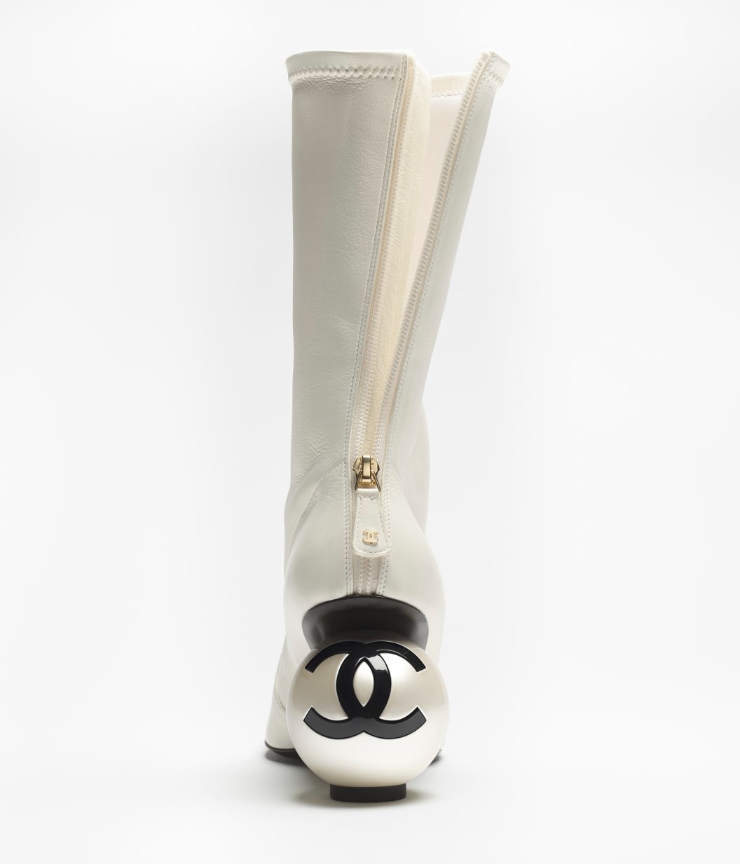 Ch**el Mid-Calf Boots White/Black For Women G46776-B22203-U4187