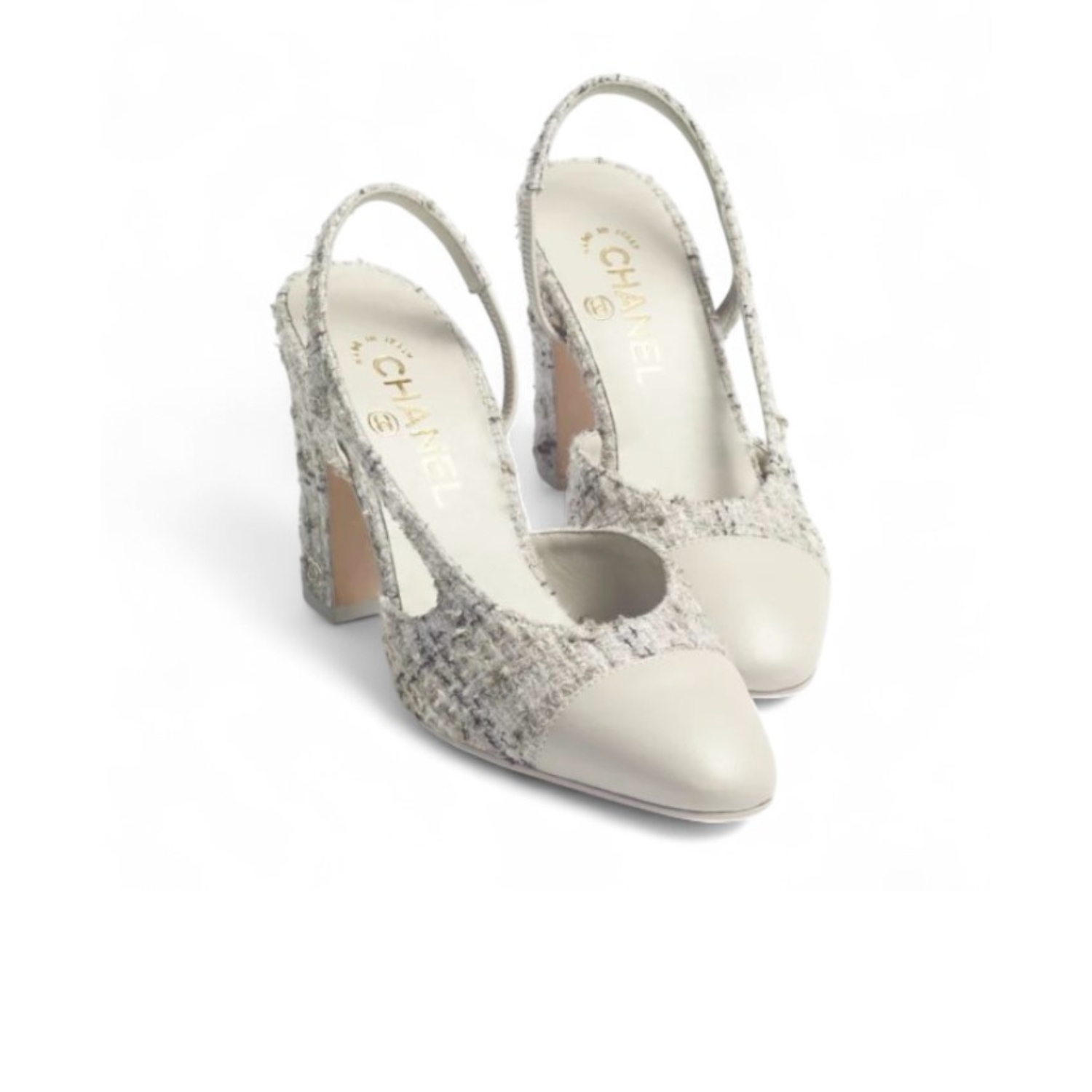 Ch**el Tweed Slingbacks Gray/Black For Women G45509-B21771-U3336