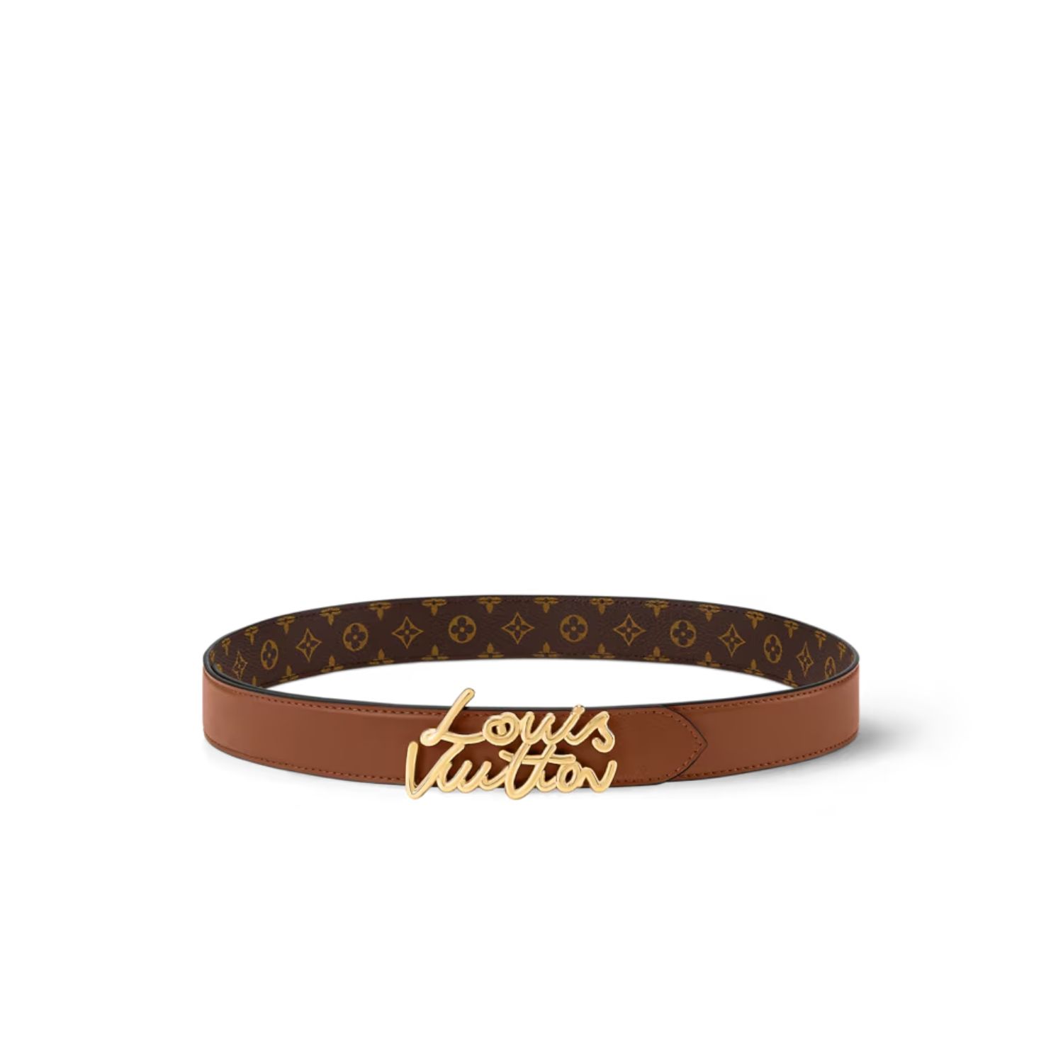 L0vis Vvtt0n LV Script 30mm Belt Tan Monogram For Women – M4516V