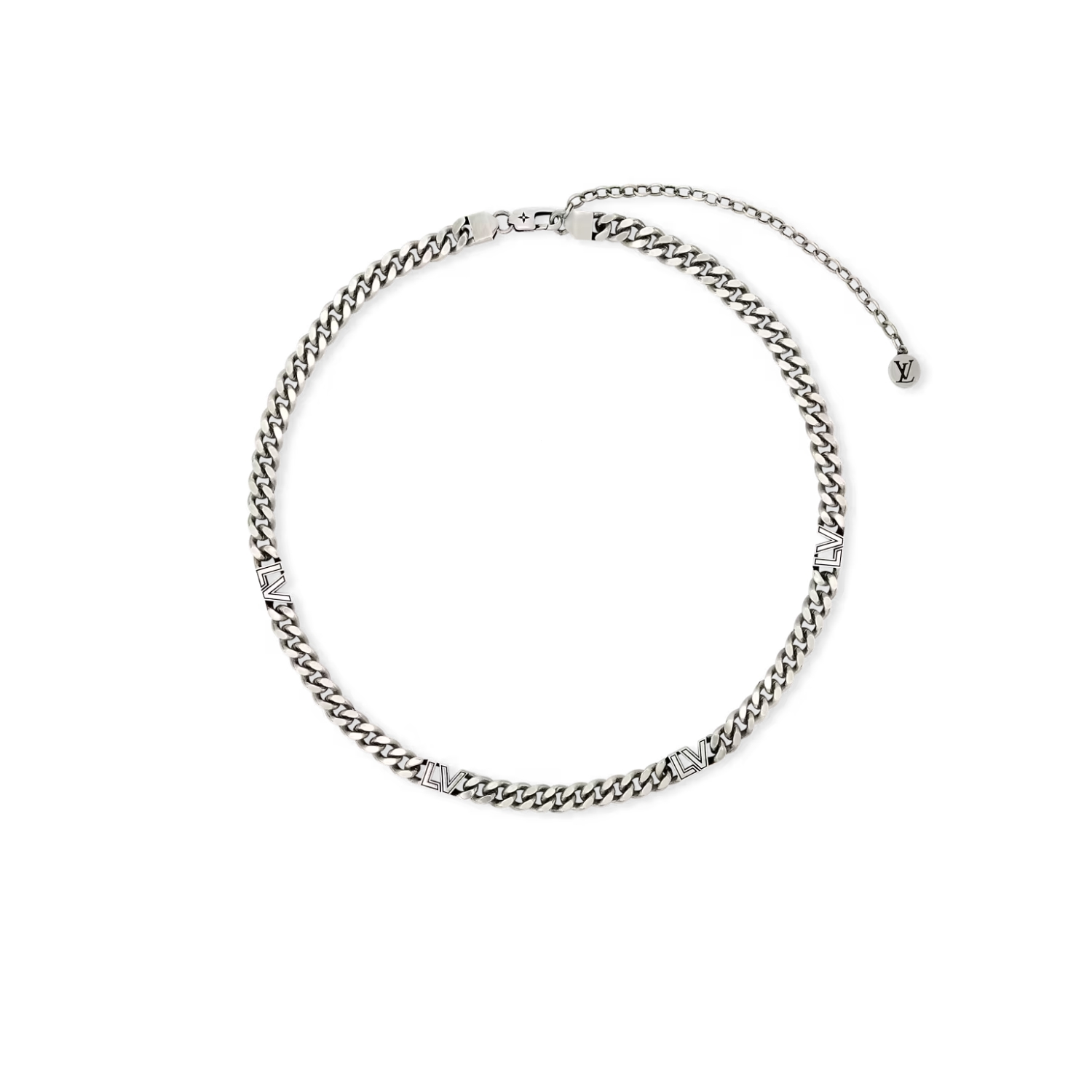 L0vis Vvtt0n LV Club Chain Necklace Silver-Toned For Men M03019