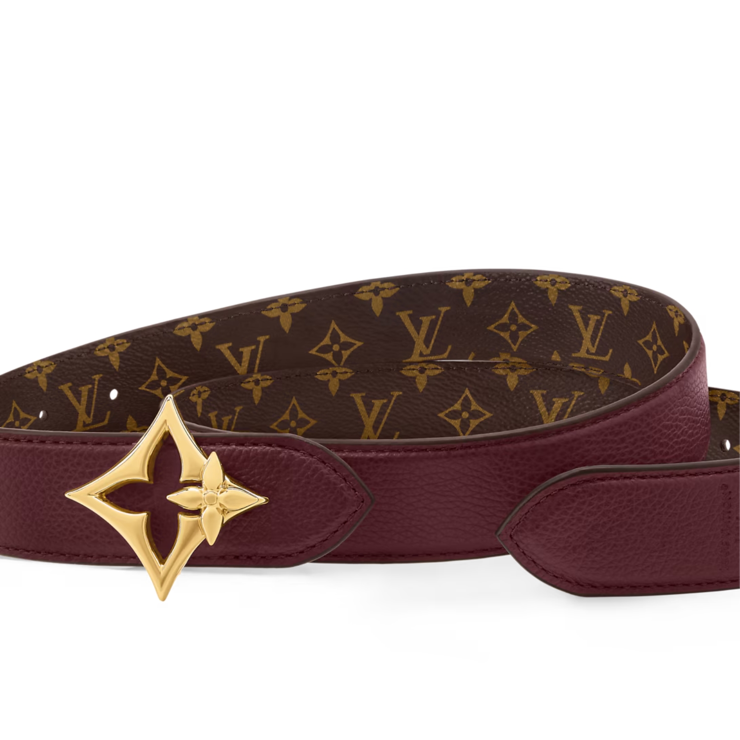 L0vis Vvtt0n LV Flowergram 30mm Reversible Belt Garnet For Women M4556U