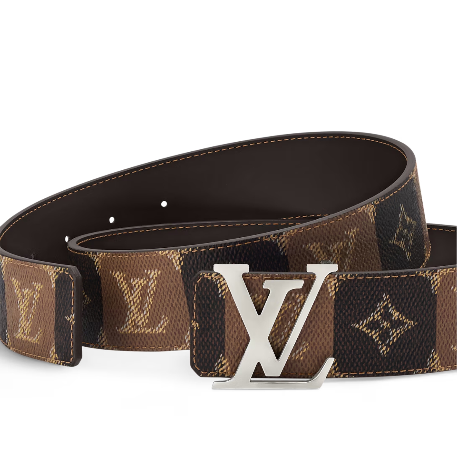 L0vis Vvtt0n LV Initiales College Monogram Heritage 40mm Reversible Belt Brown For Men M4381U