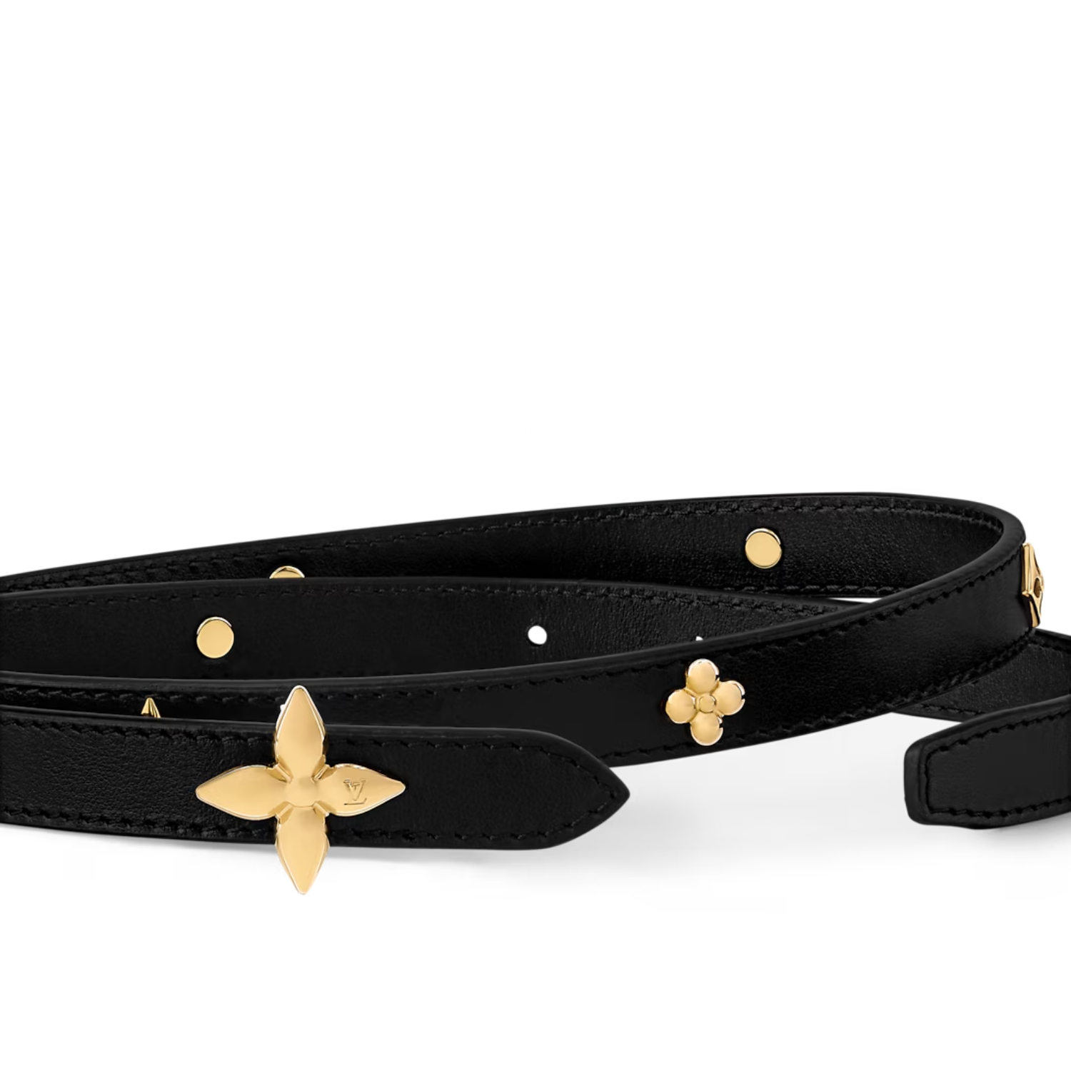 L0vis Vvtt0n Mini Flowergram Studs 15mm Belt Black For Women M4281W