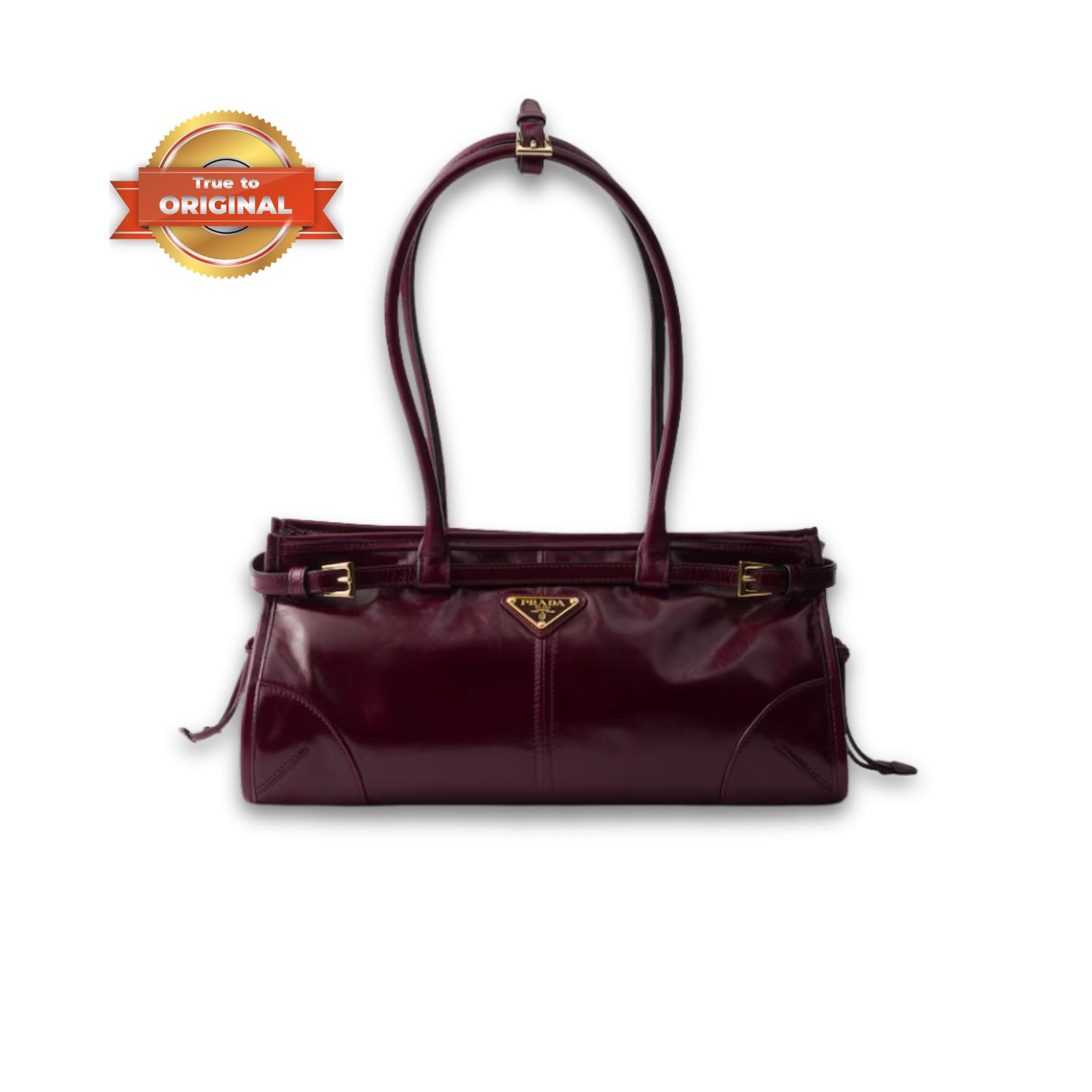 [True-to-ORIGINAL] Pra*a Bonnie Medium Shoulder Bag Burgundy 32cm/13in – 1BA426_2CYR_F0LV7_V_MOO