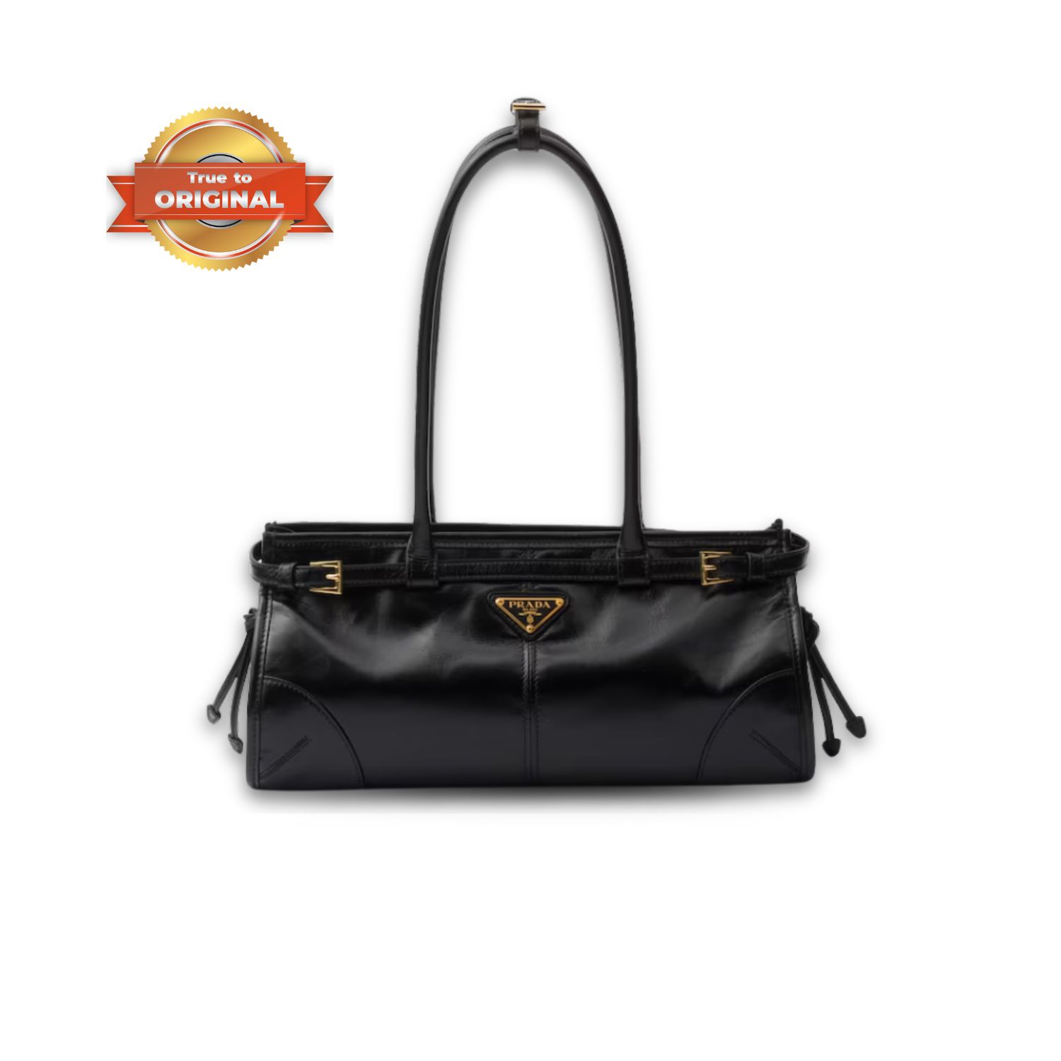 [True-to-ORIGINAL] Pra*a Bonnie Medium Shoulder Bag Black 32cm/13in – 1BA426_2CYR_F0002_V_MOO
