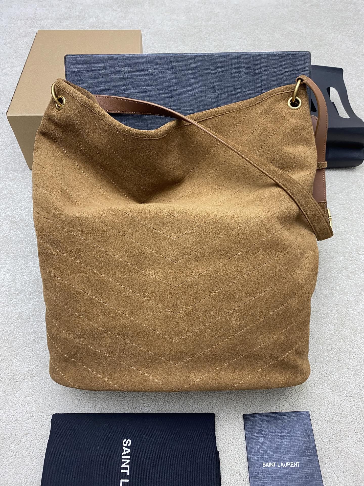 [True-to-ORIGINAL] Sa1nt Lau*nt Niki S*pple Bucket Bag Caramel For Women 68cm/26.8in