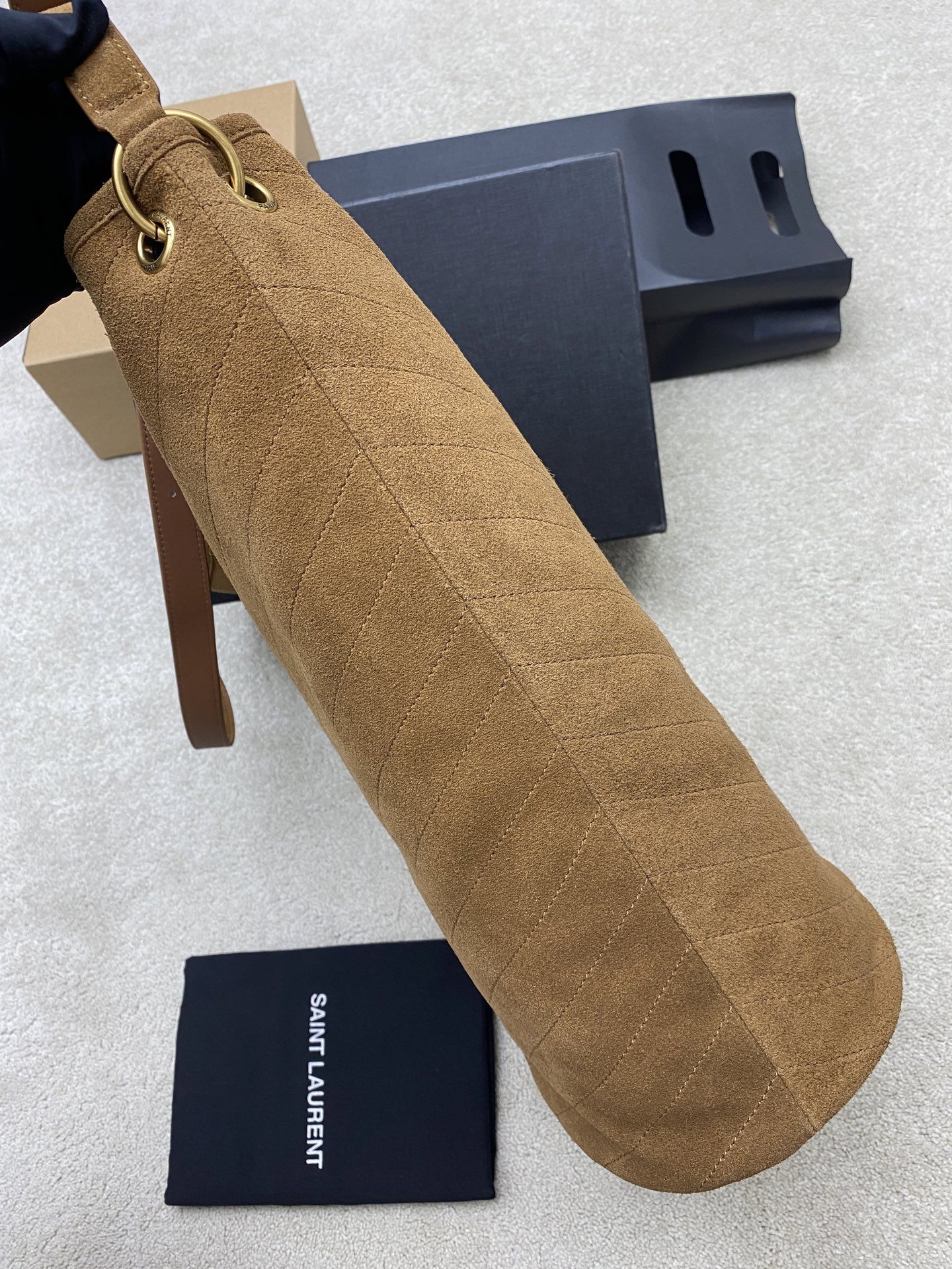 [True-to-ORIGINAL] Sa1nt Lau*nt Niki S*pple Bucket Bag Caramel For Women 68cm/26.8in