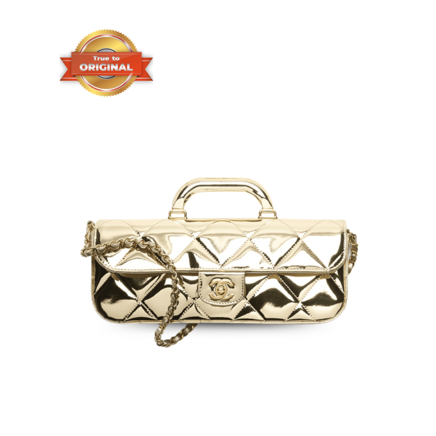 [True-to-ORIGINAL] Ch**el Large Flap Bag With Top Handle Light Gold For Women 11.8in/30cm AS5807-B21985-NT671