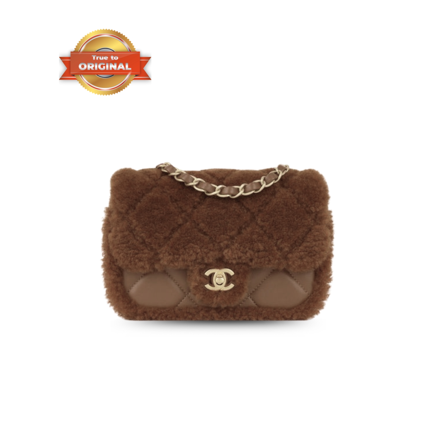 [True-to-ORIGINAL] Ch**el Mini Flap Bag Shearling Dark Brown For Women 7.1in/18cm